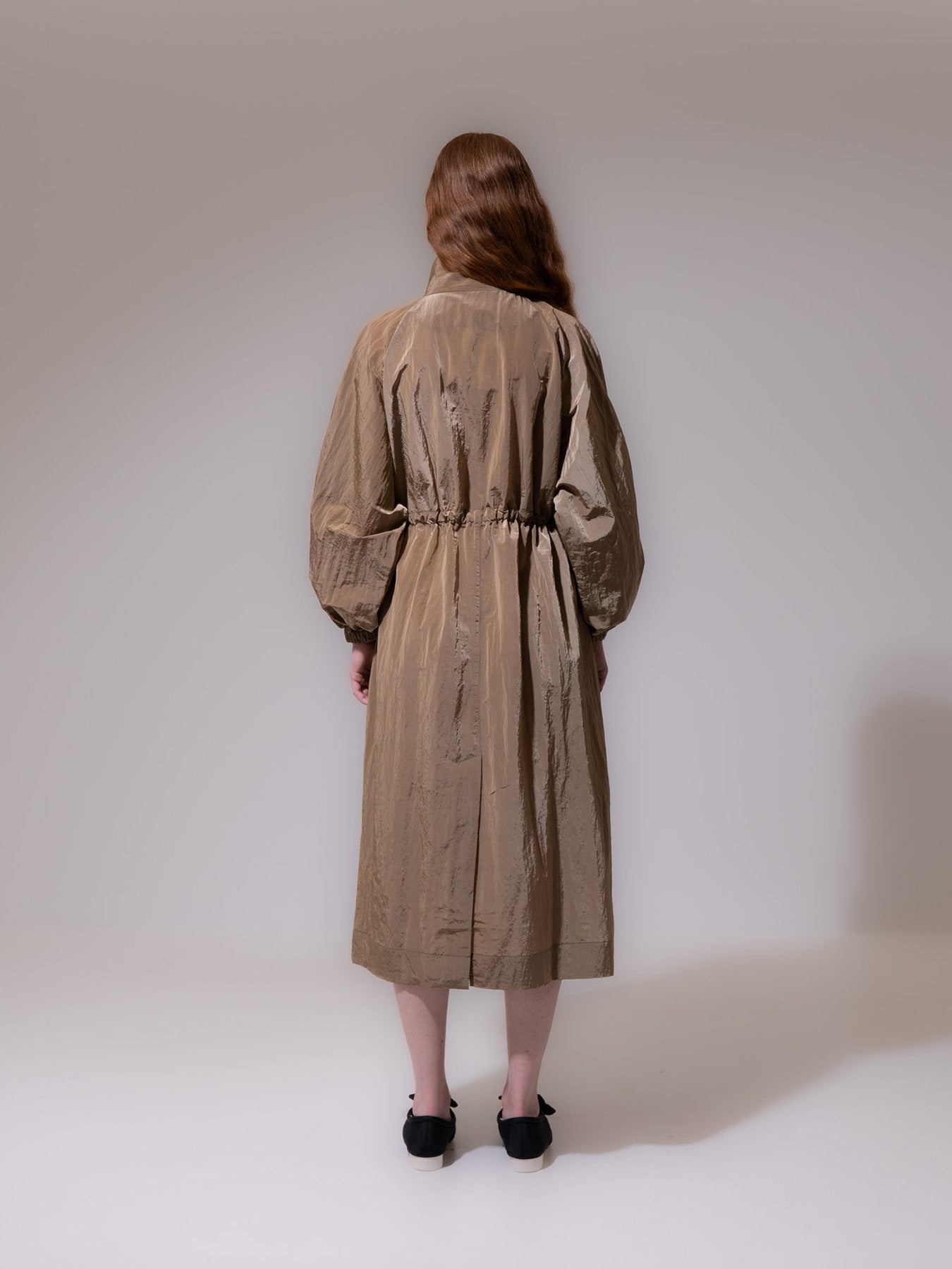 Khaki Adjustable Waist Raincoat