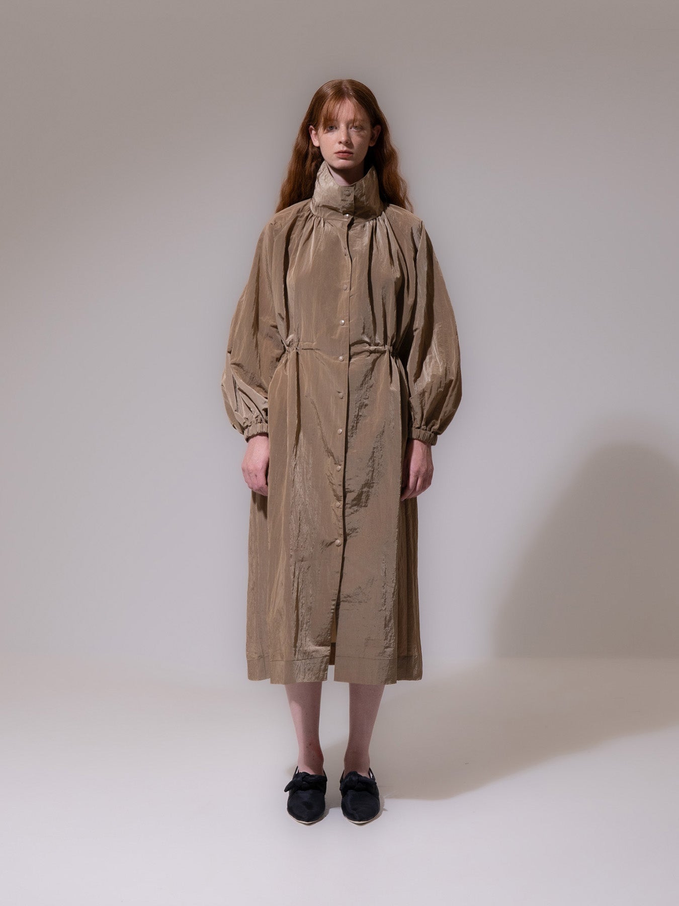 Khaki Adjustable Waist Raincoat