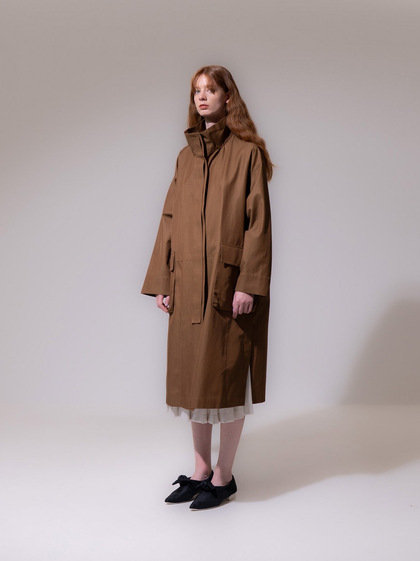 Brown Funnel Neck Utility Coat