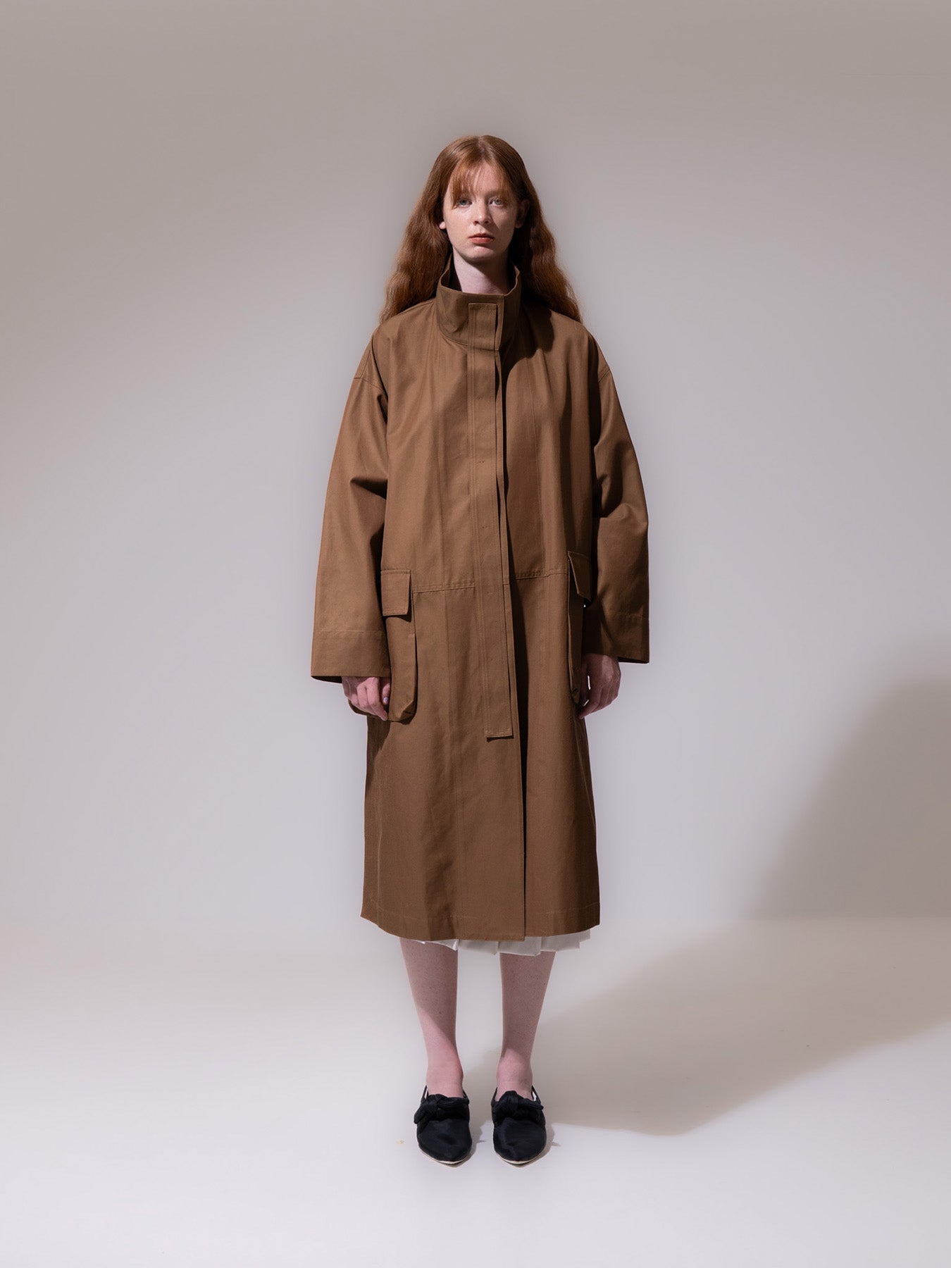 Brown Funnel Neck Utility Coat
