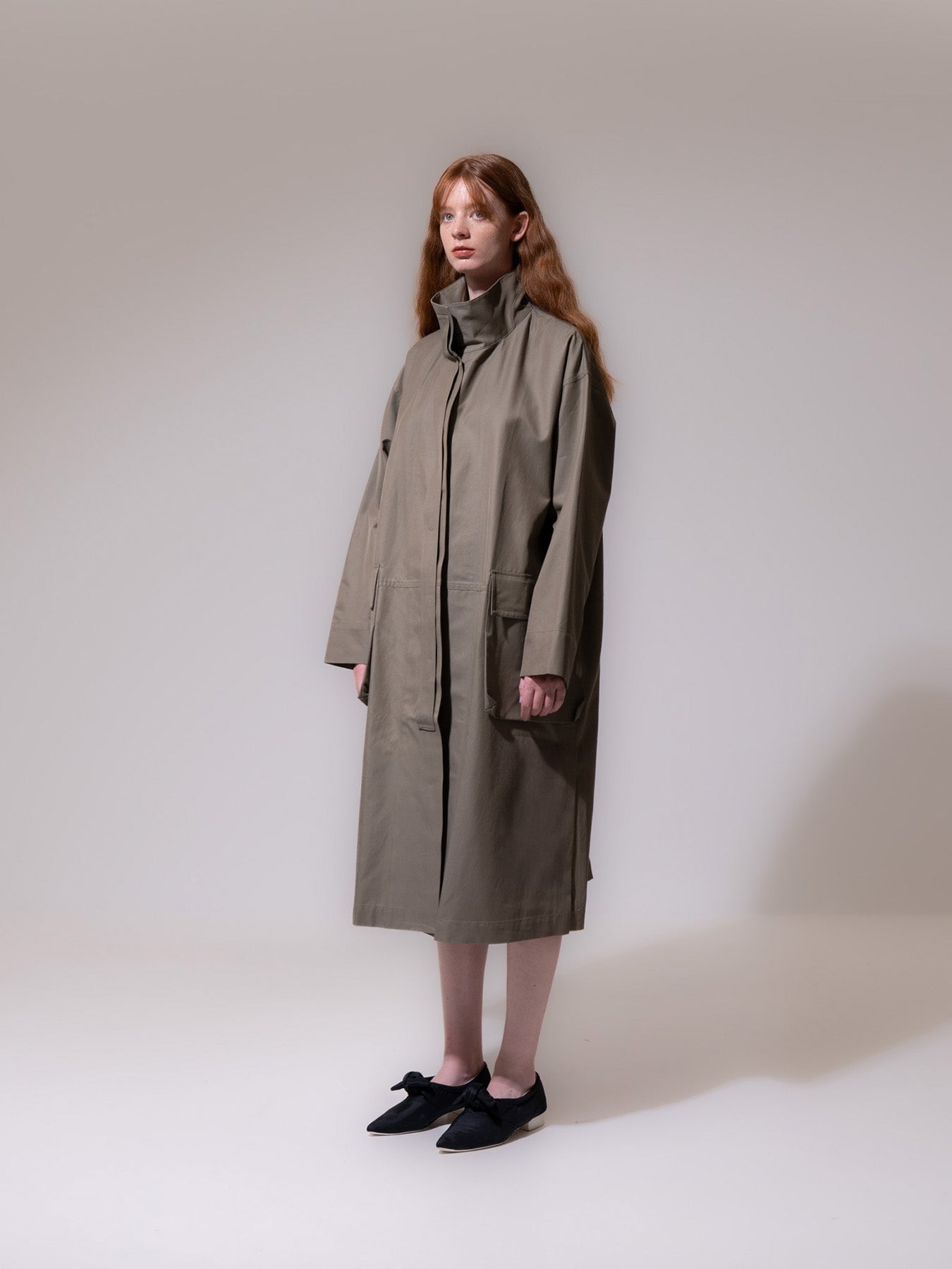 Khaki Funnel Neck Utility Coat