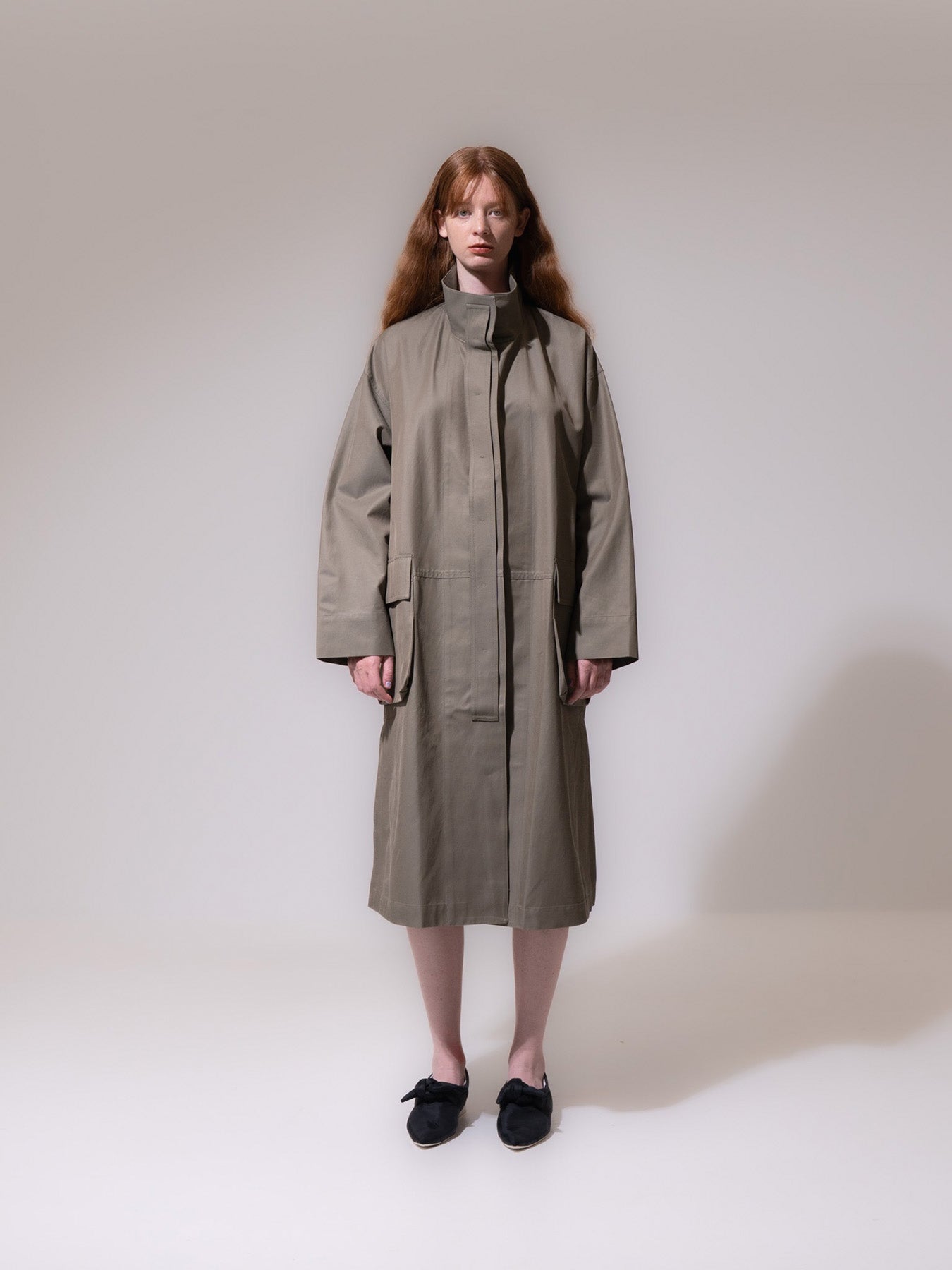 Khaki Funnel Neck Utility Coat