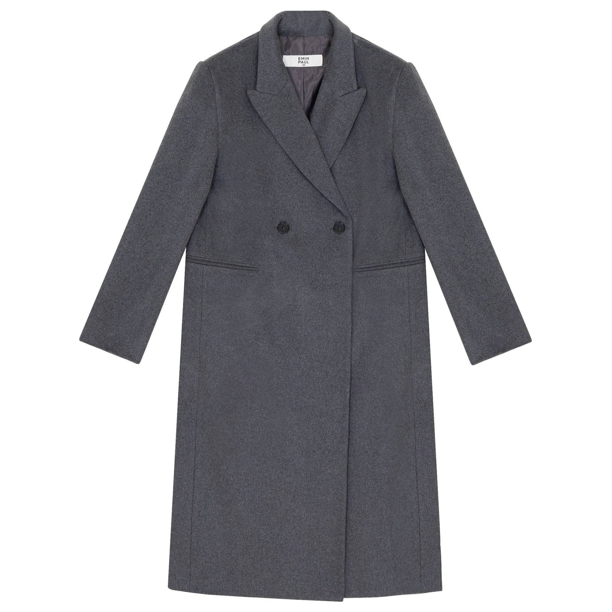 Grey Cashmere-Wool Blend Pea Coat
