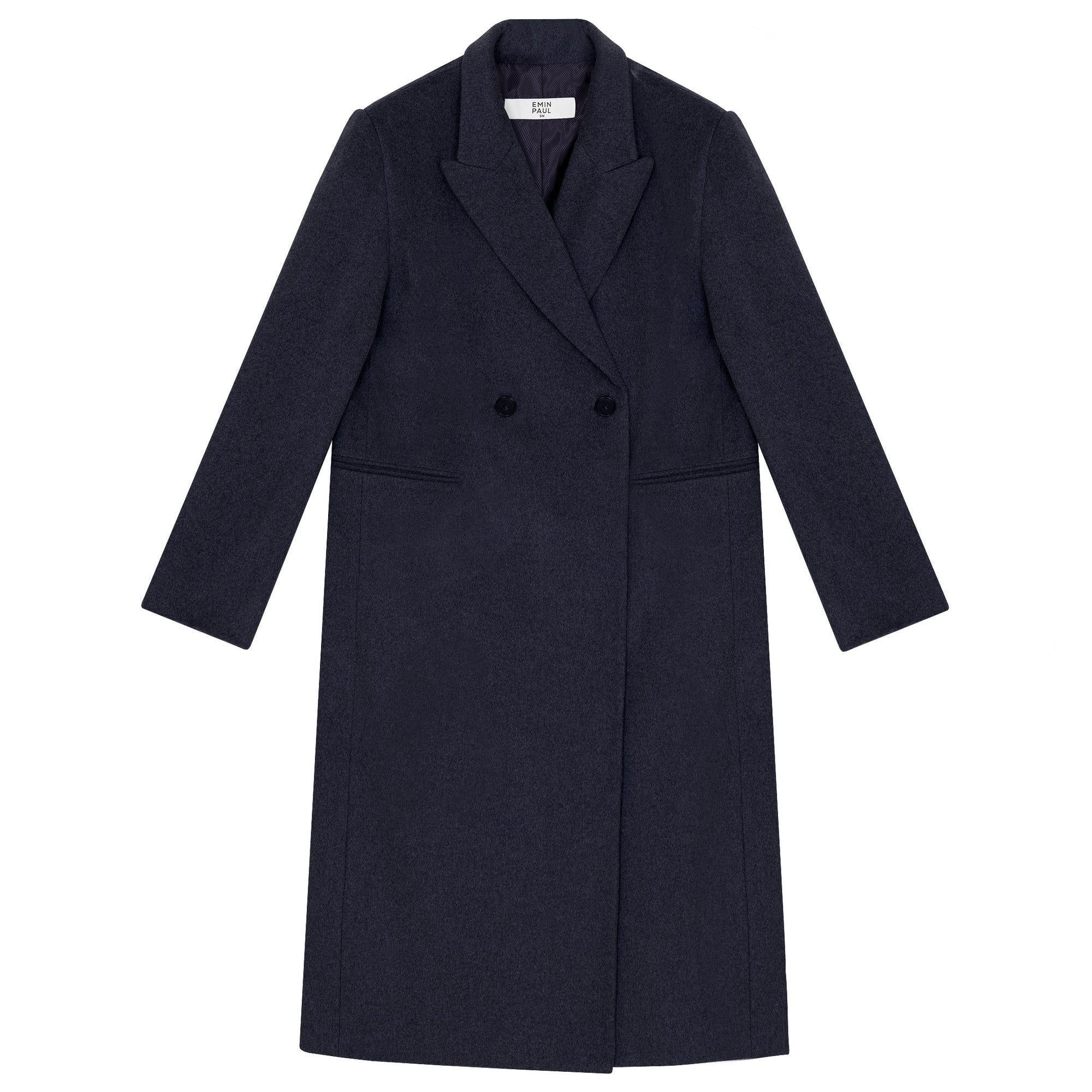 Navy Cashmere-Wool Blend Pea Coat