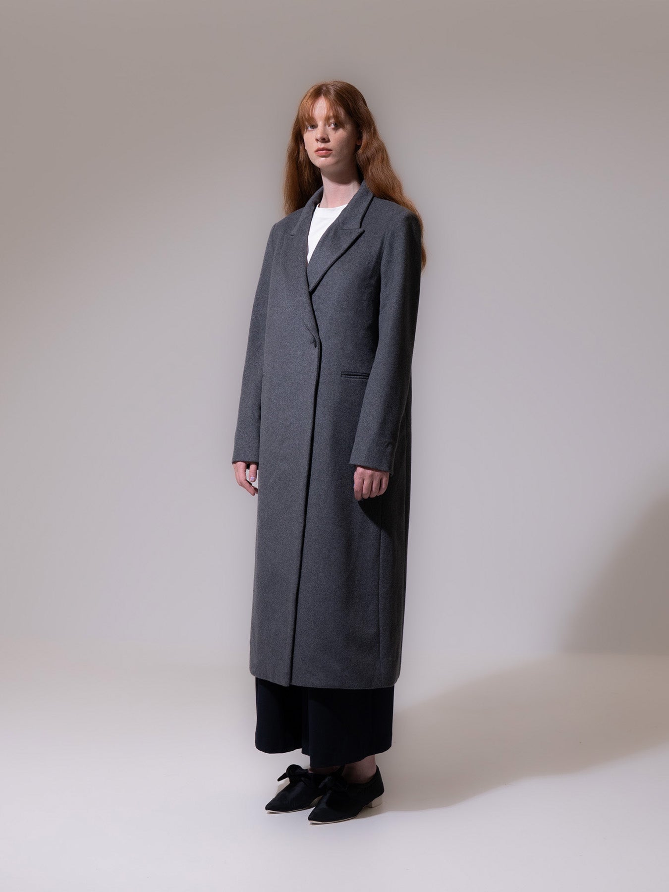 Grey Cashmere-Wool Blend Pea Coat