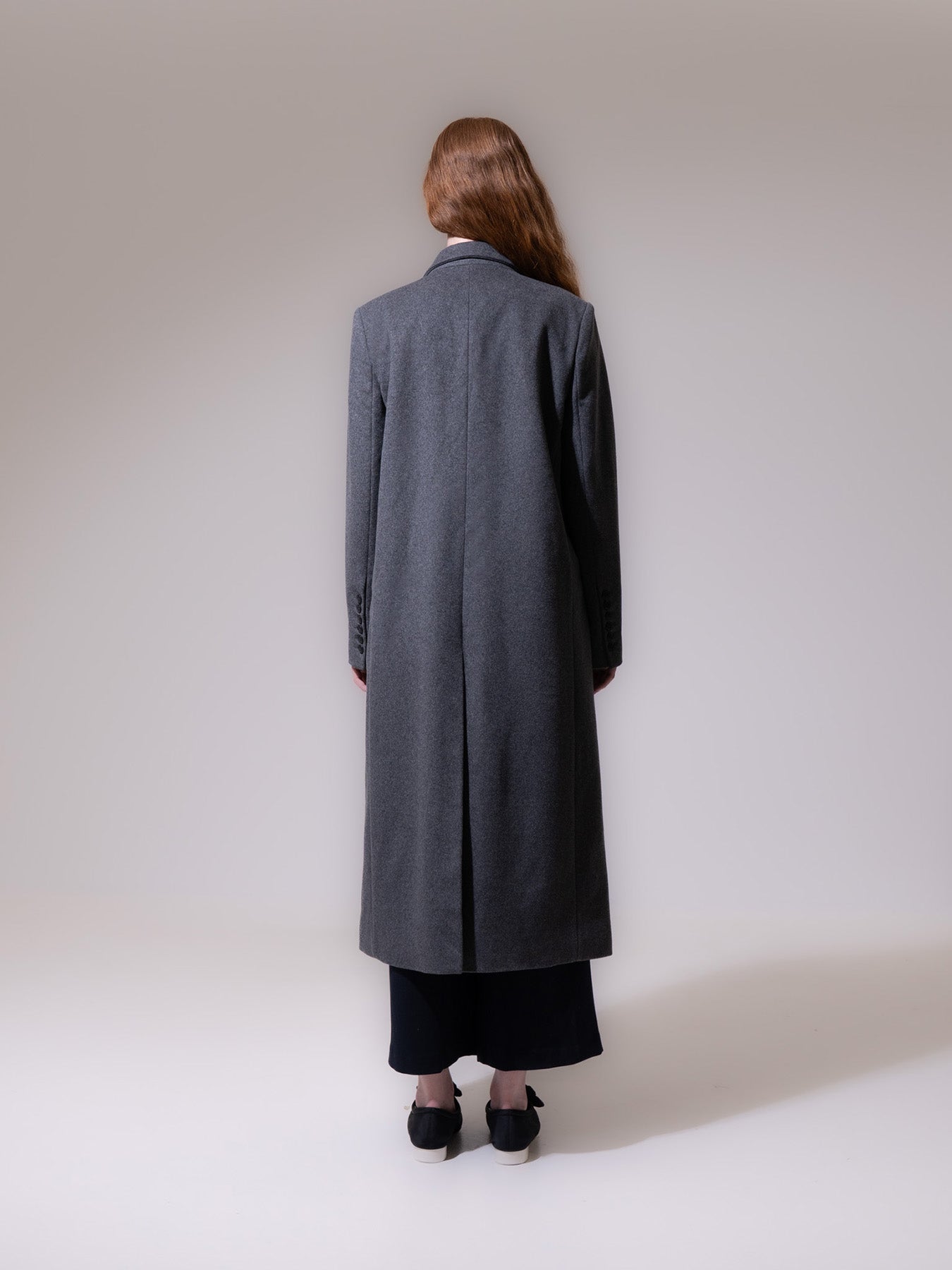 Grey Cashmere-Wool Blend Pea Coat