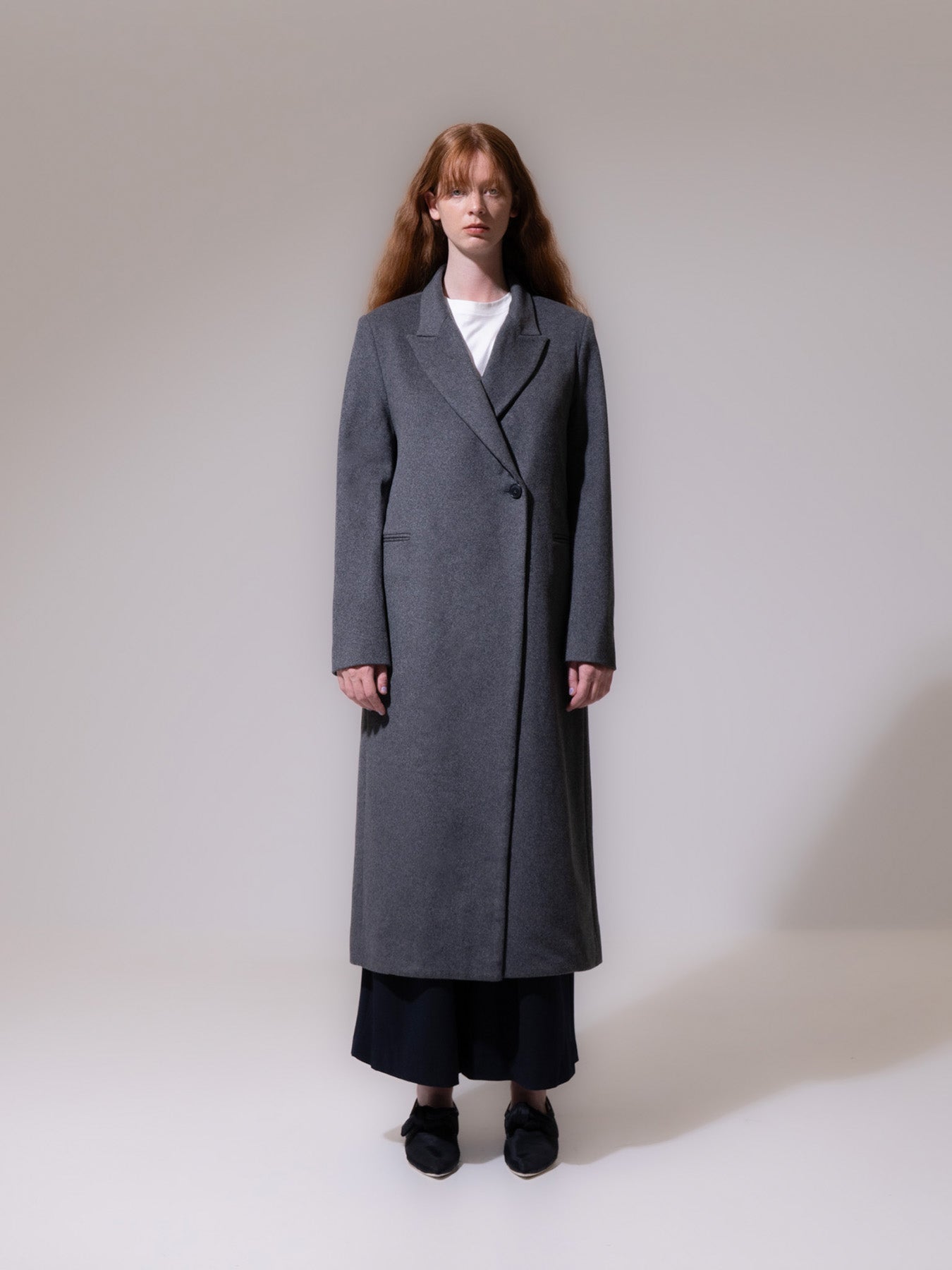 Grey Cashmere-Wool Blend Pea Coat