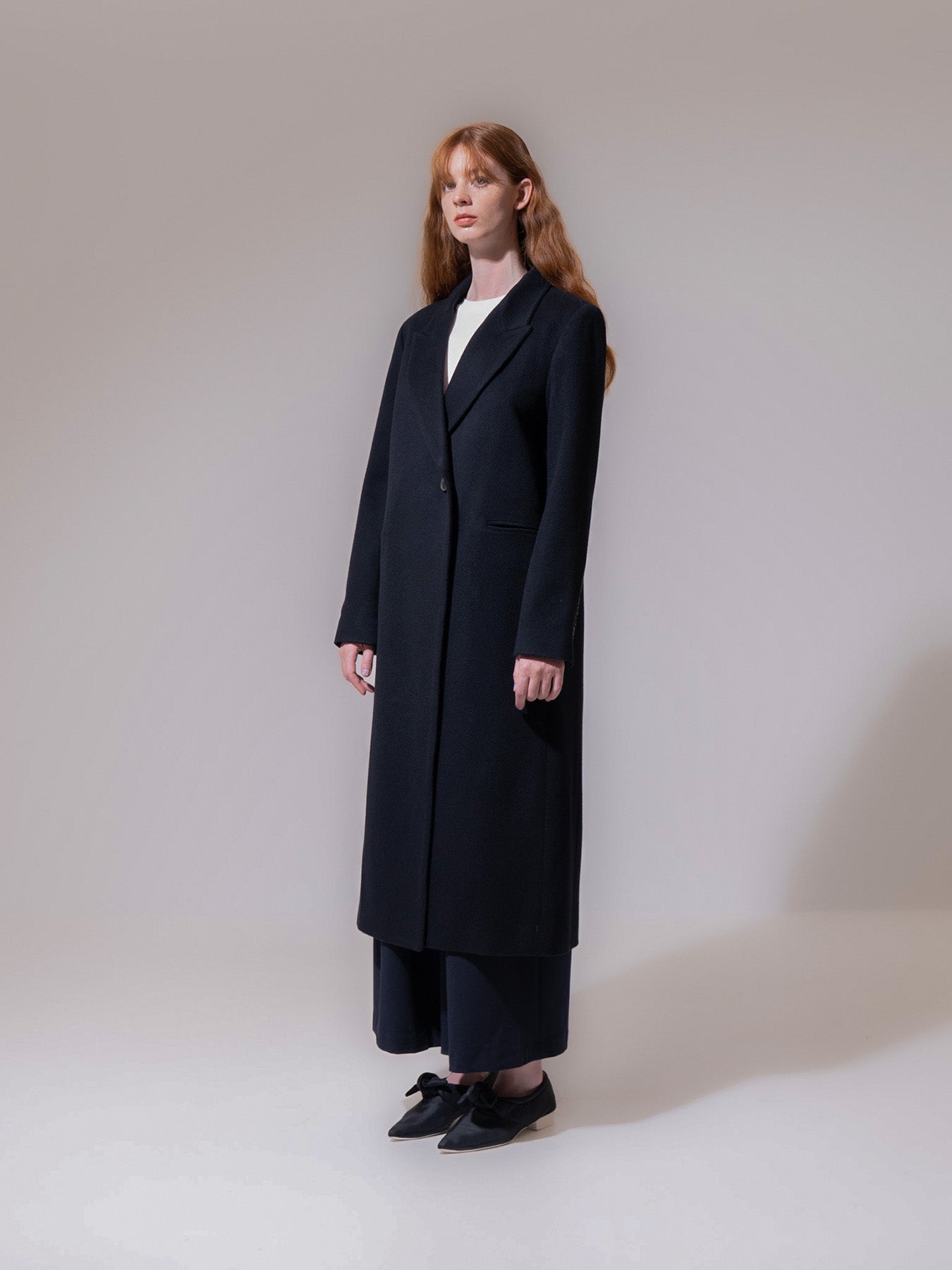 Navy Cashmere-Wool Blend Pea Coat