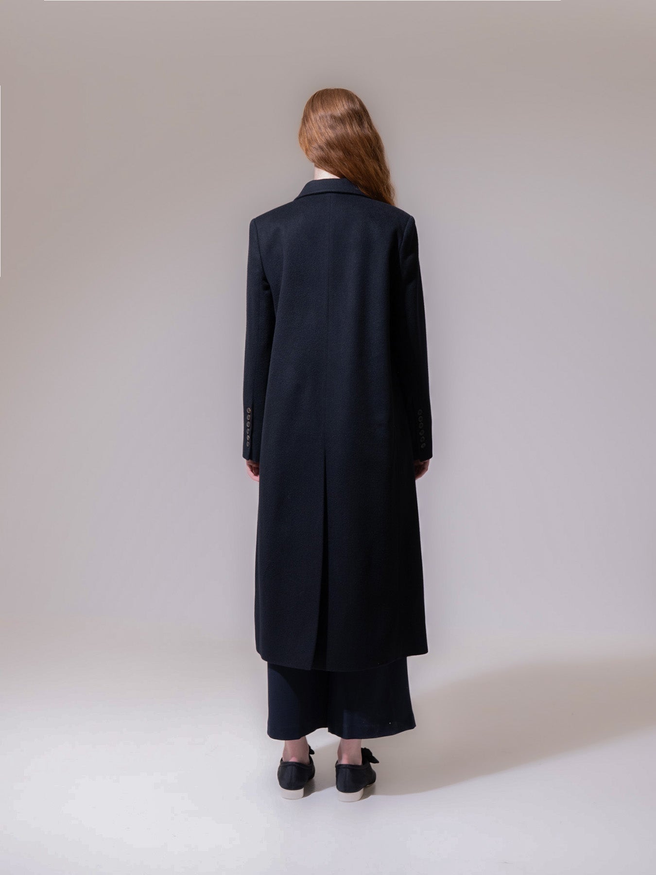 Navy Cashmere-Wool Blend Pea Coat