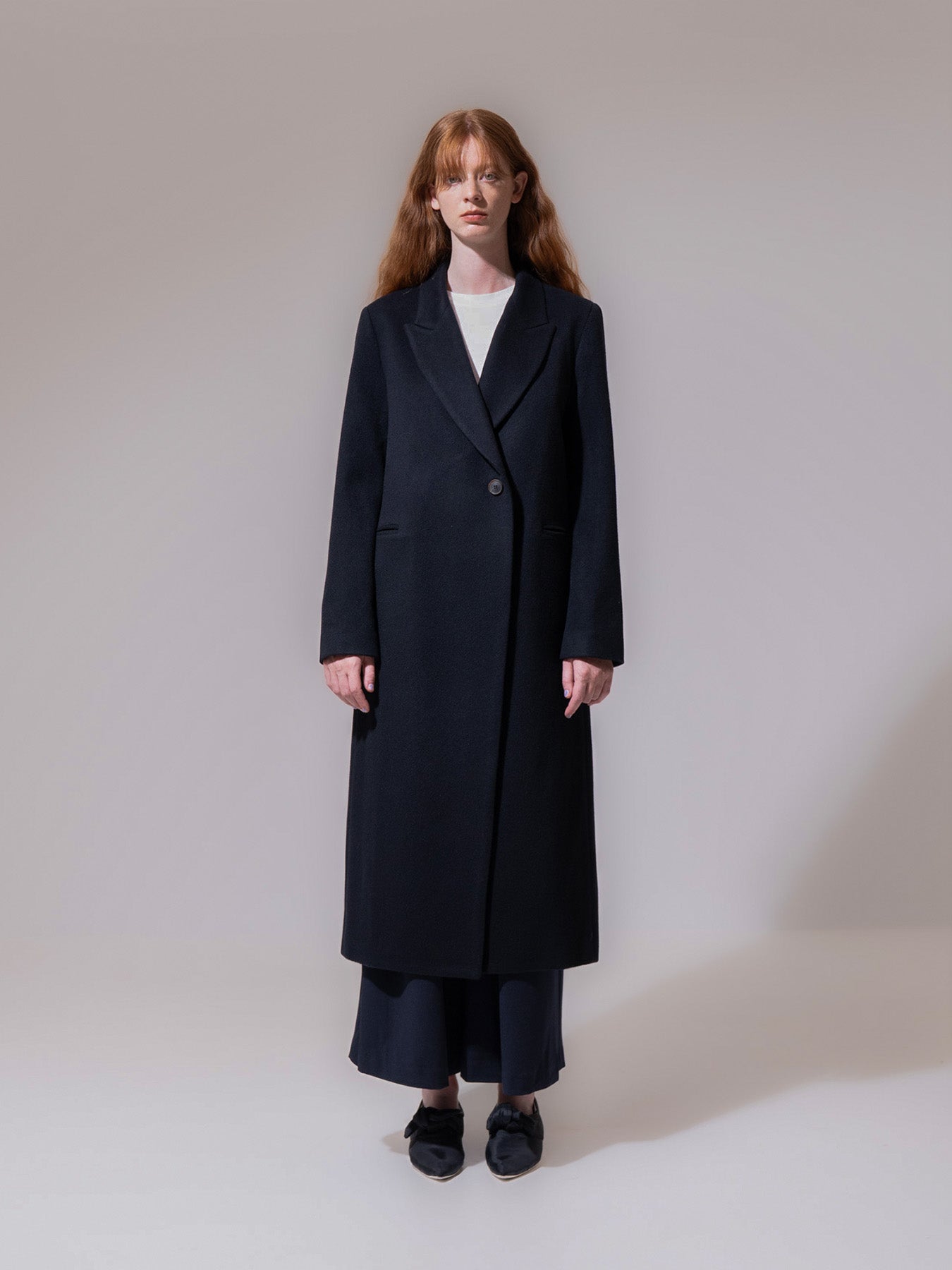 Navy Cashmere-Wool Blend Pea Coat