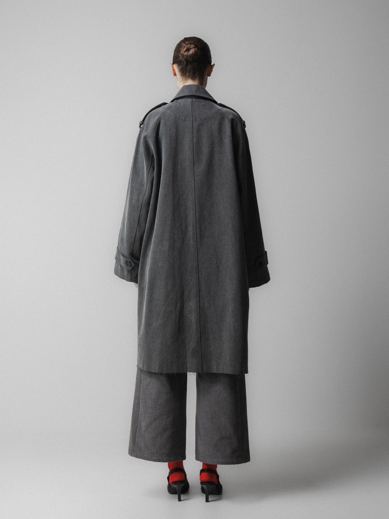 Grey Oversized Half Trench Coat