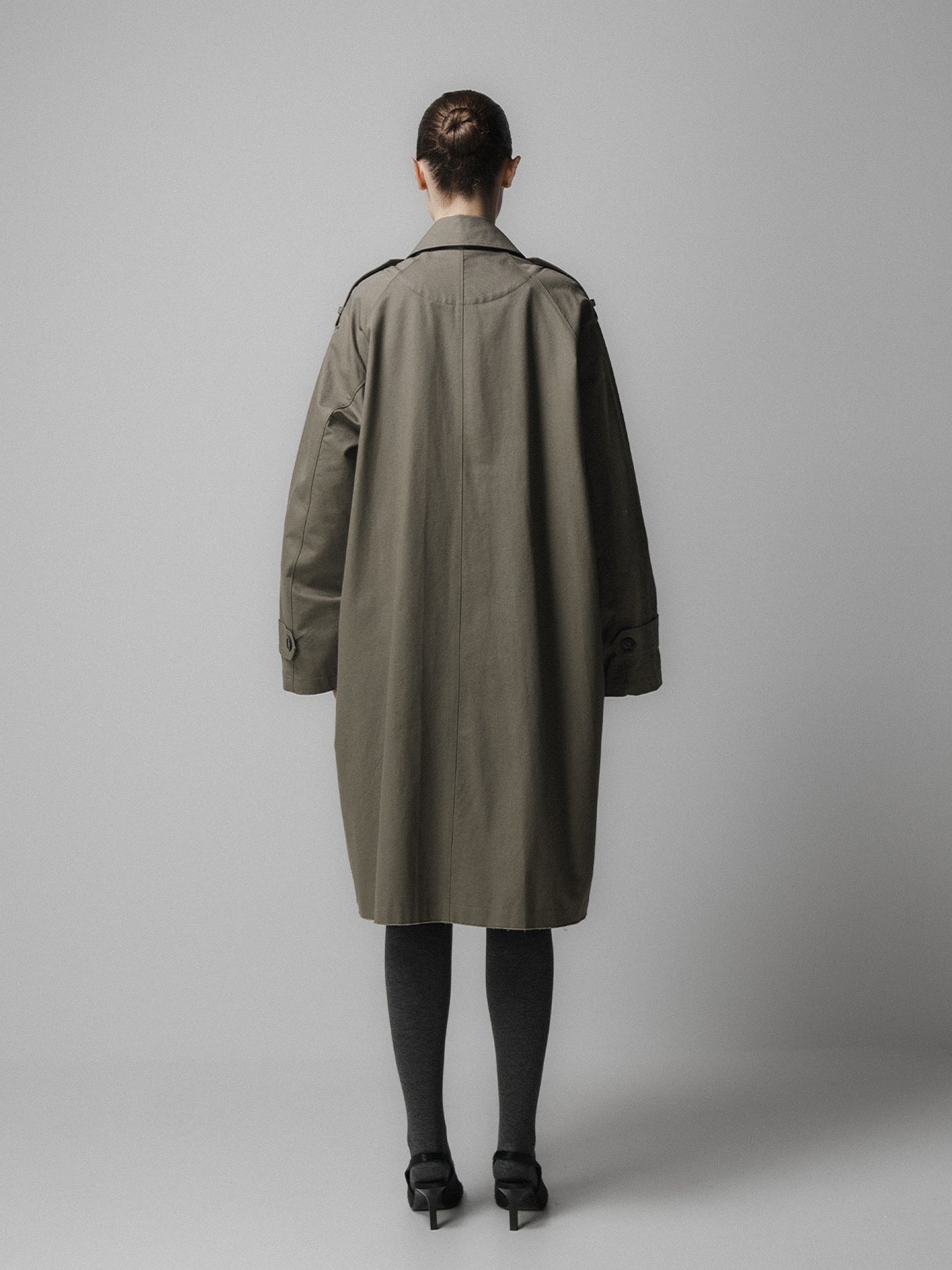 Khaki Oversized Half Trench Coat