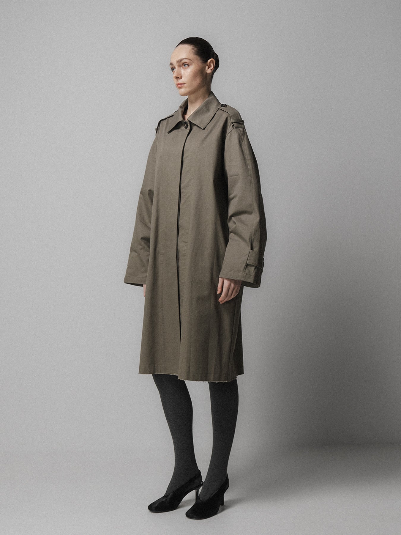 Khaki Oversized Half Trench Coat