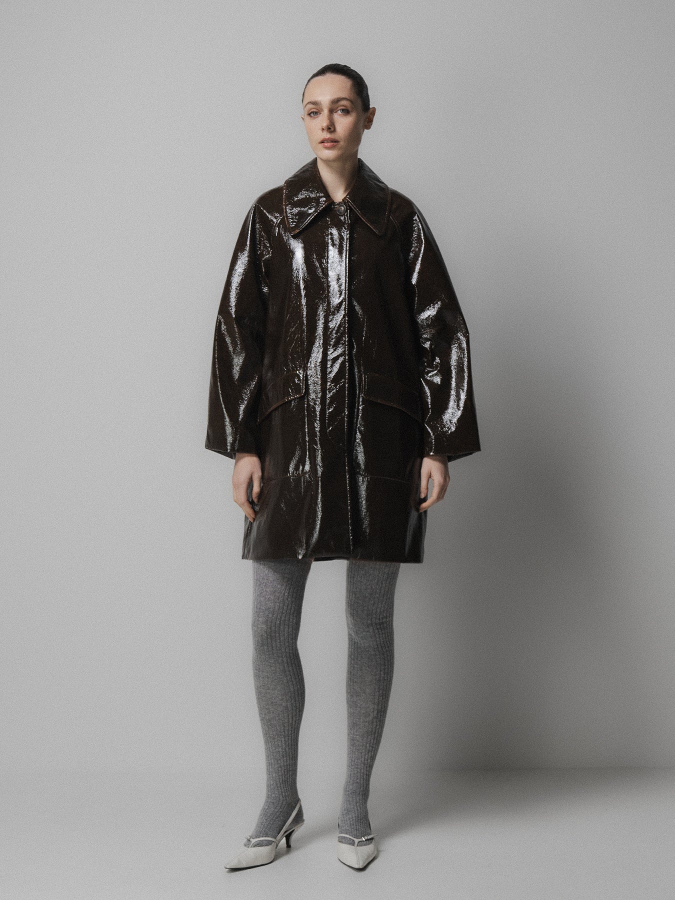 Brown Belted Half Coat