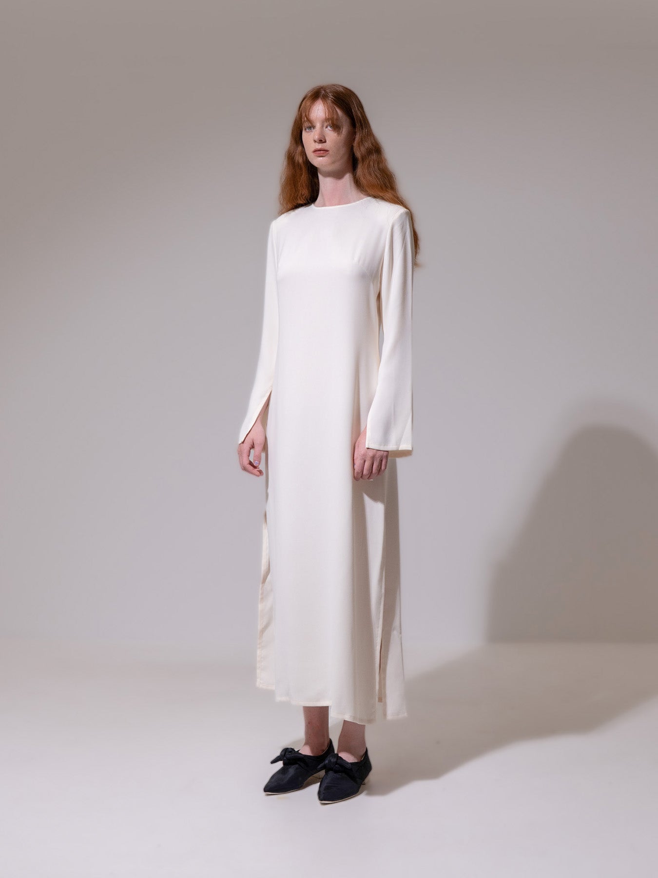 Cream Long Sleeve Maxi Dress