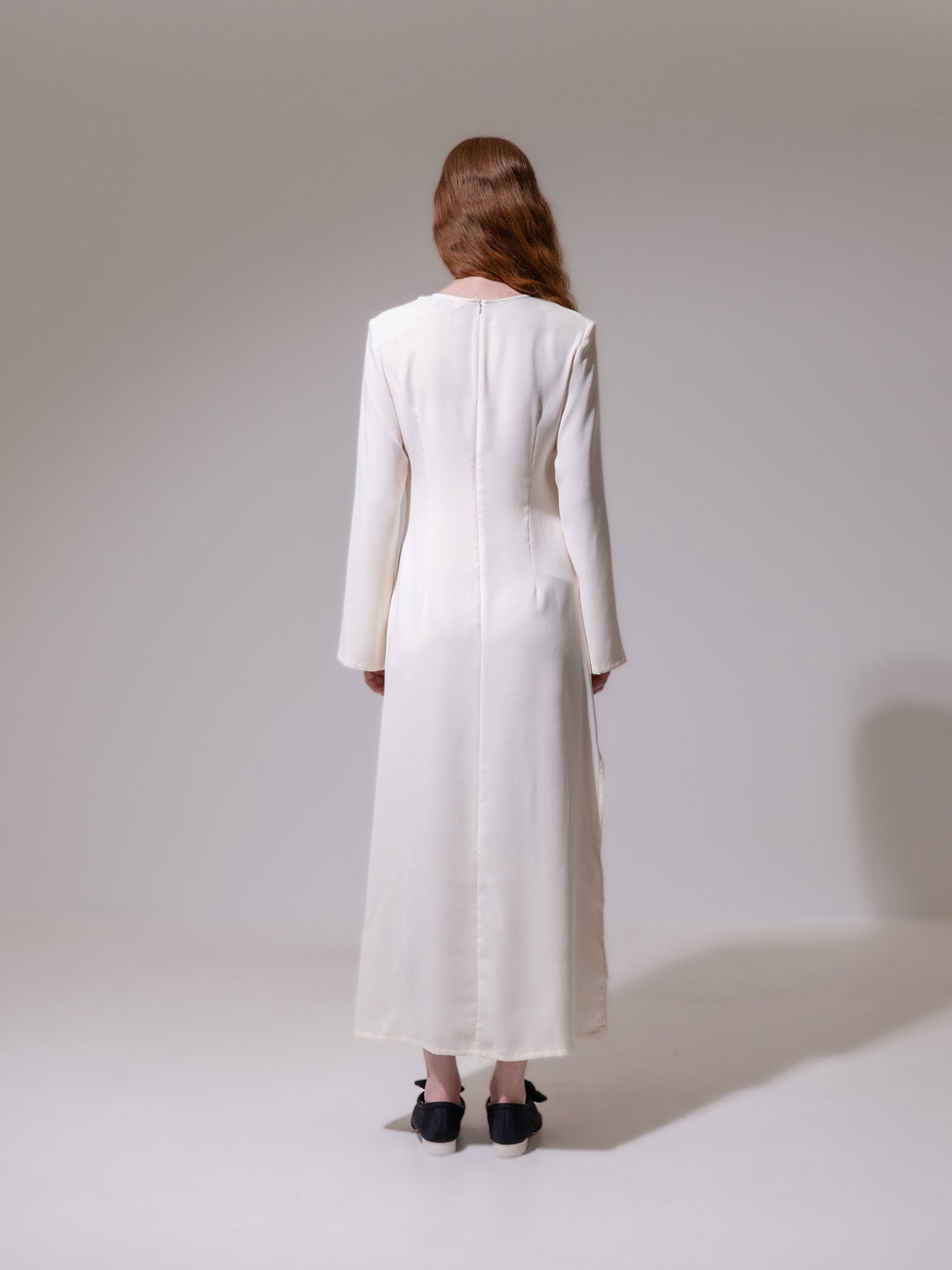 Cream Long Sleeve Maxi Dress