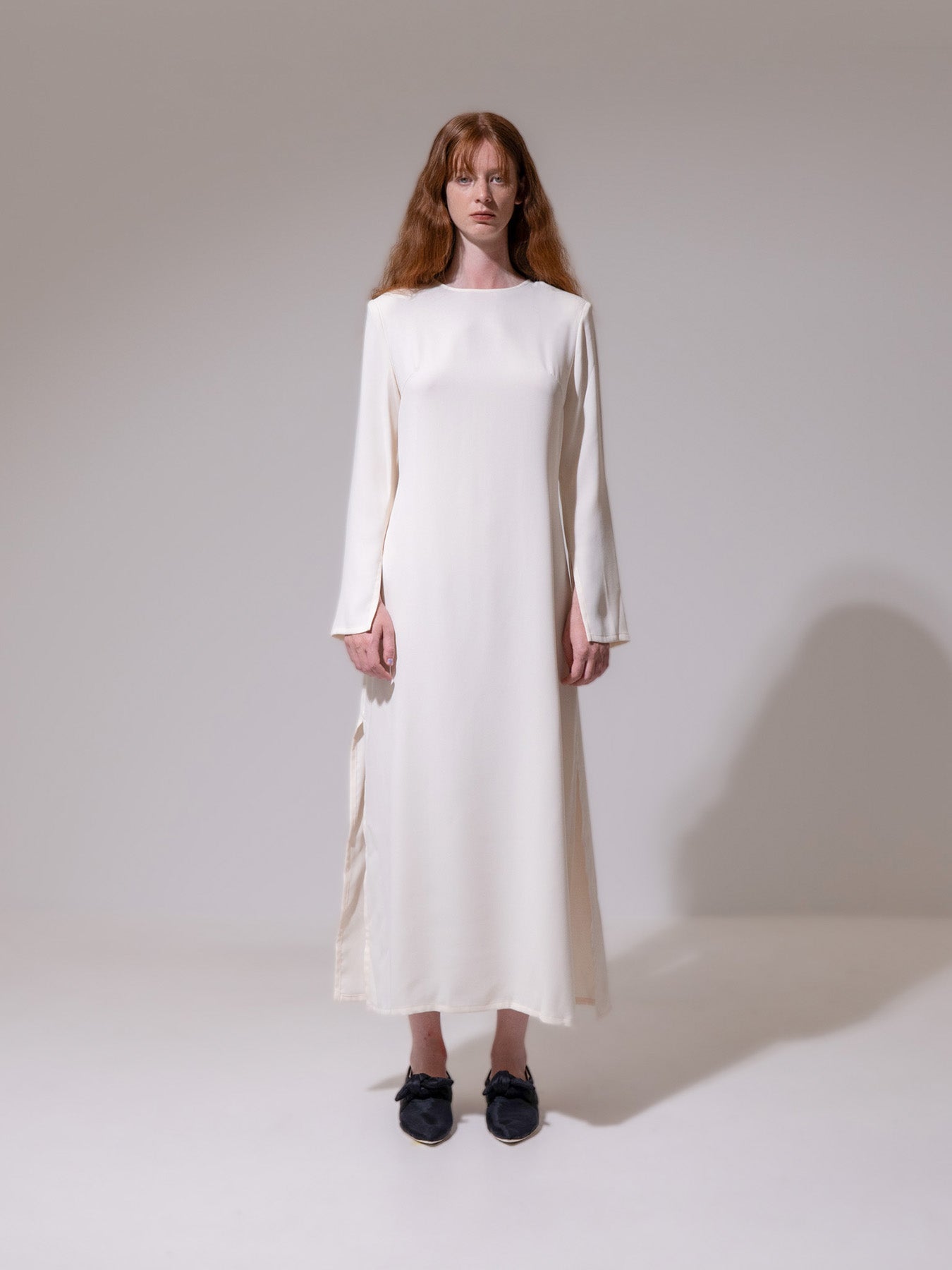 Cream Long Sleeve Maxi Dress