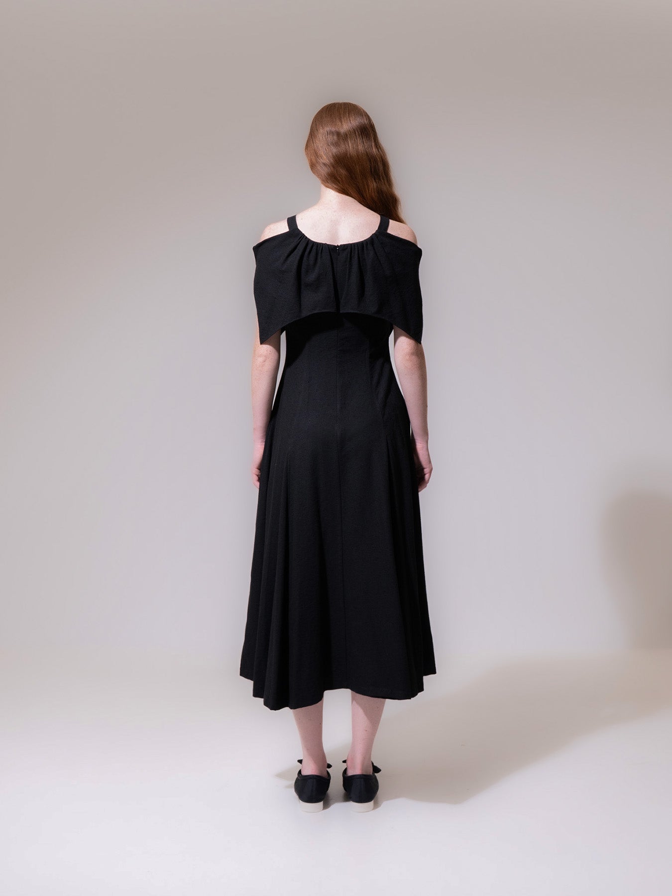 Black Draped Double Layer Dress