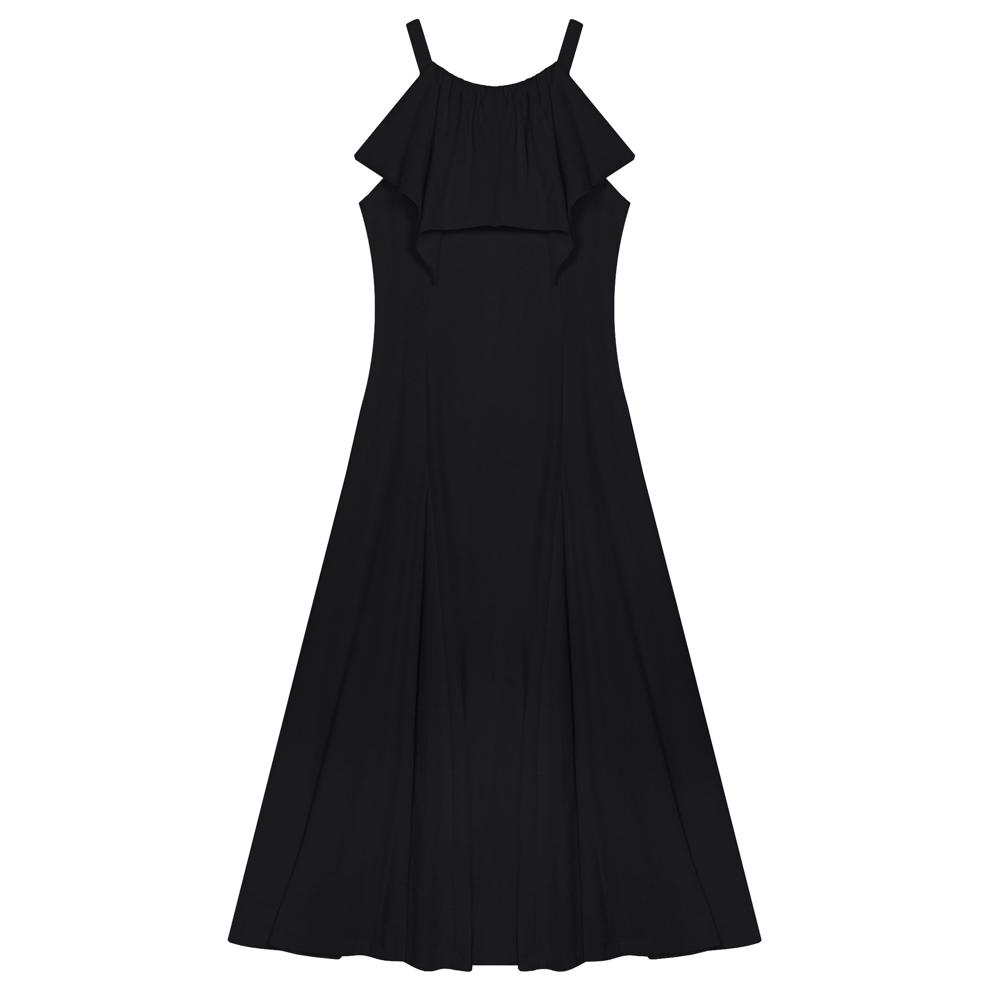 Black Draped Double Layer Dress