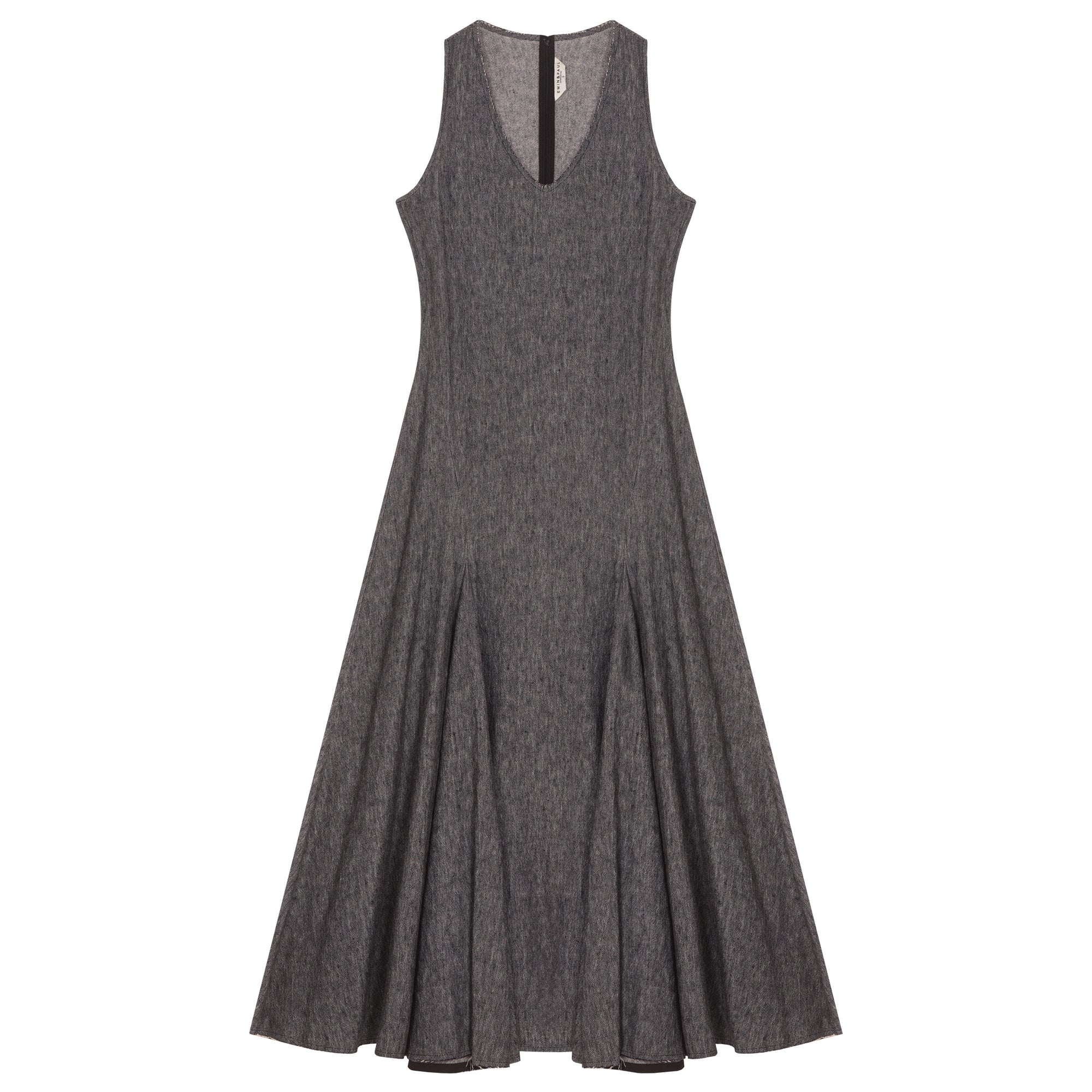 Black Sleeveless Darted Skirt Dress