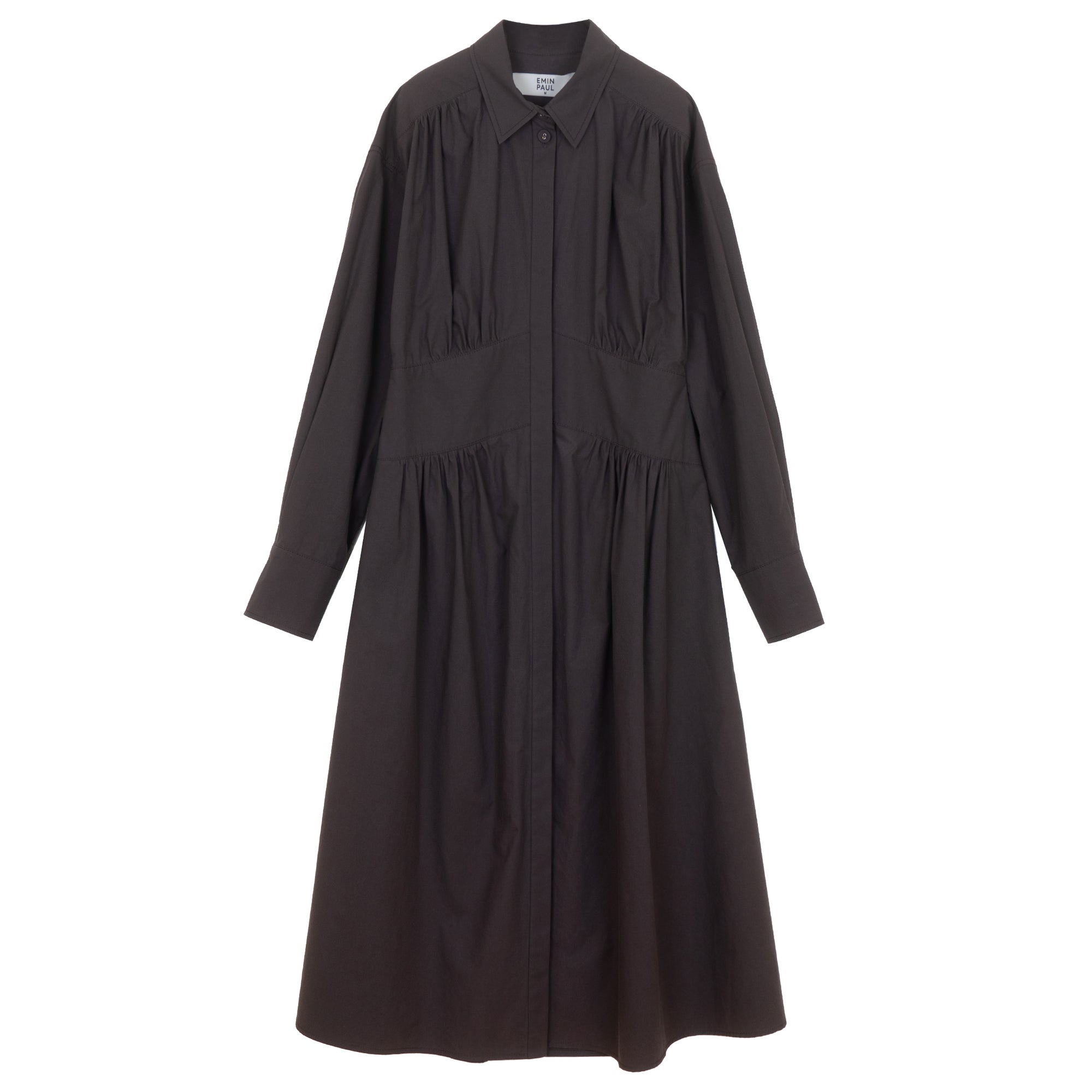 Charcoal Cinched Waist Cotton Dress