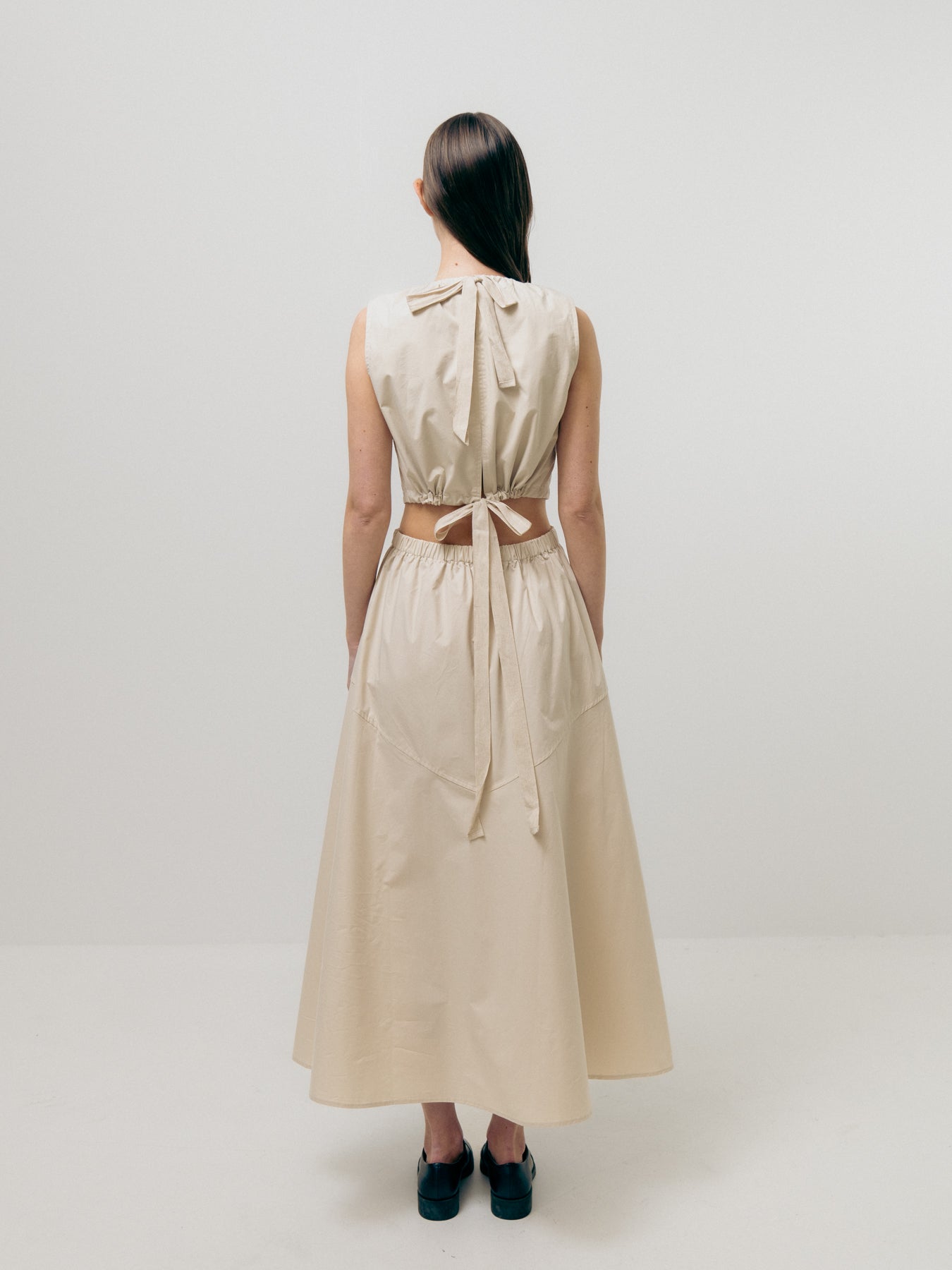Beige Waist Cut-Out Dress