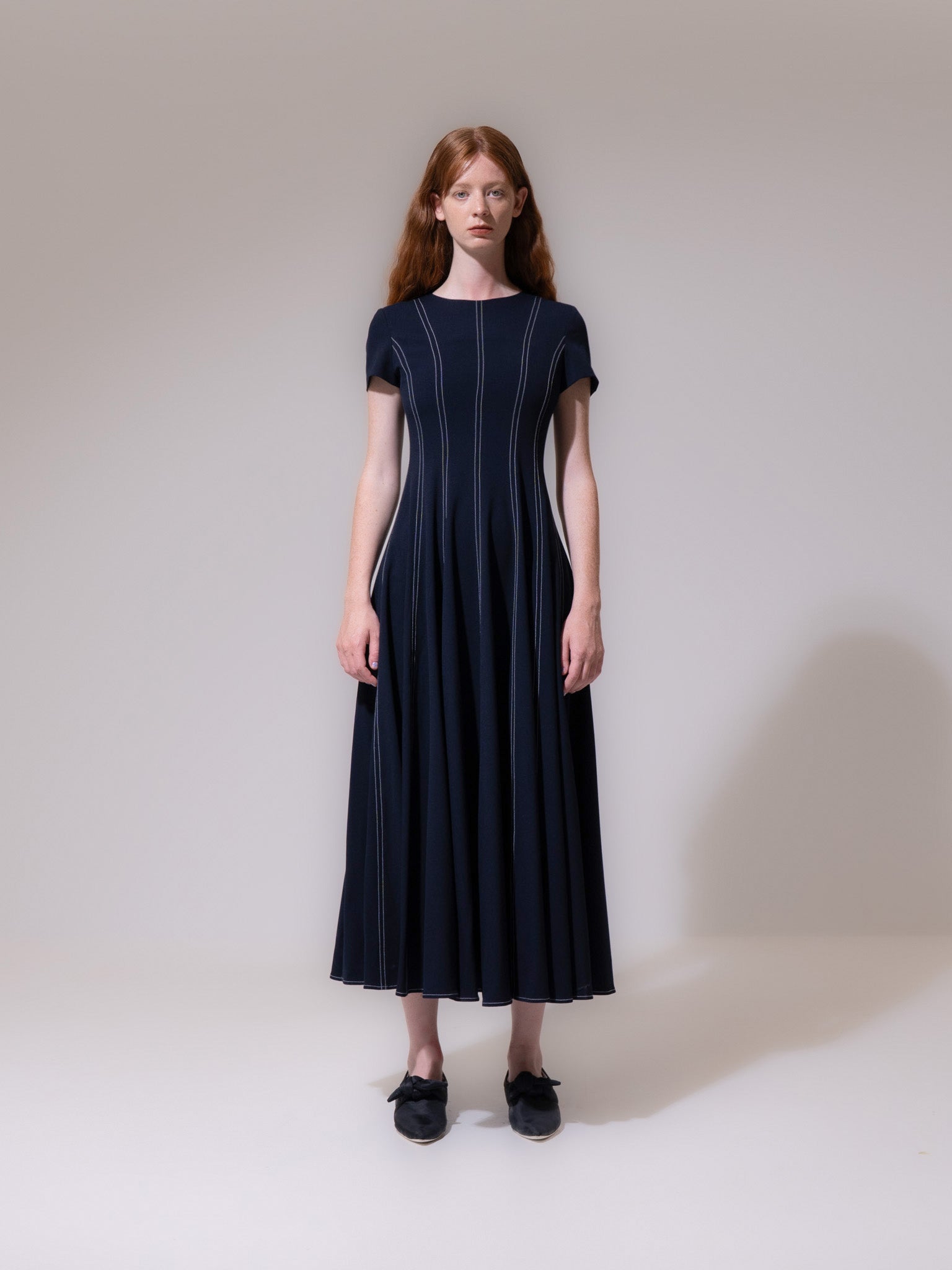 Navy Panel Contrast Stitch Dress