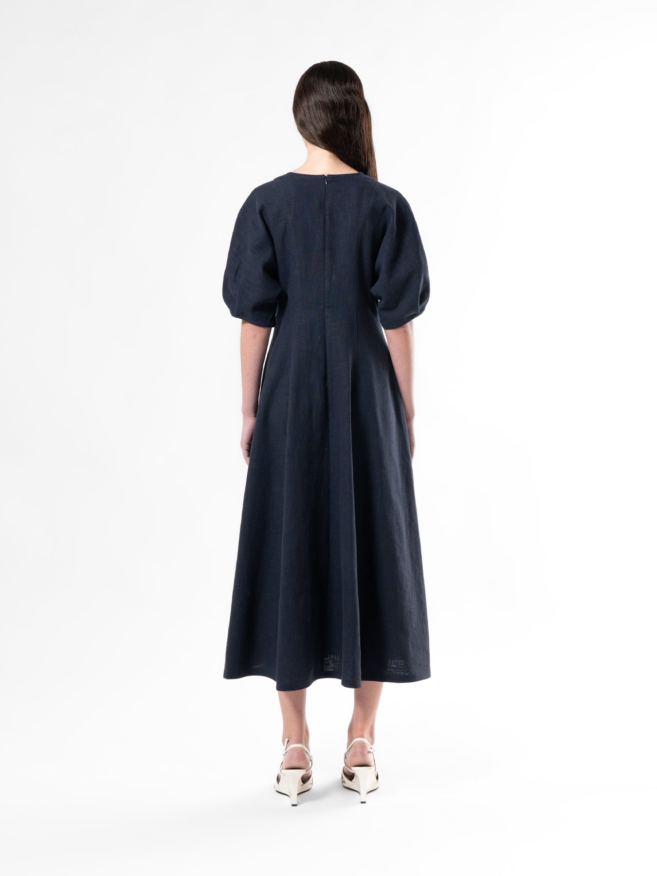 Navy Structured Cotton Dress MEDIUM / DR3409