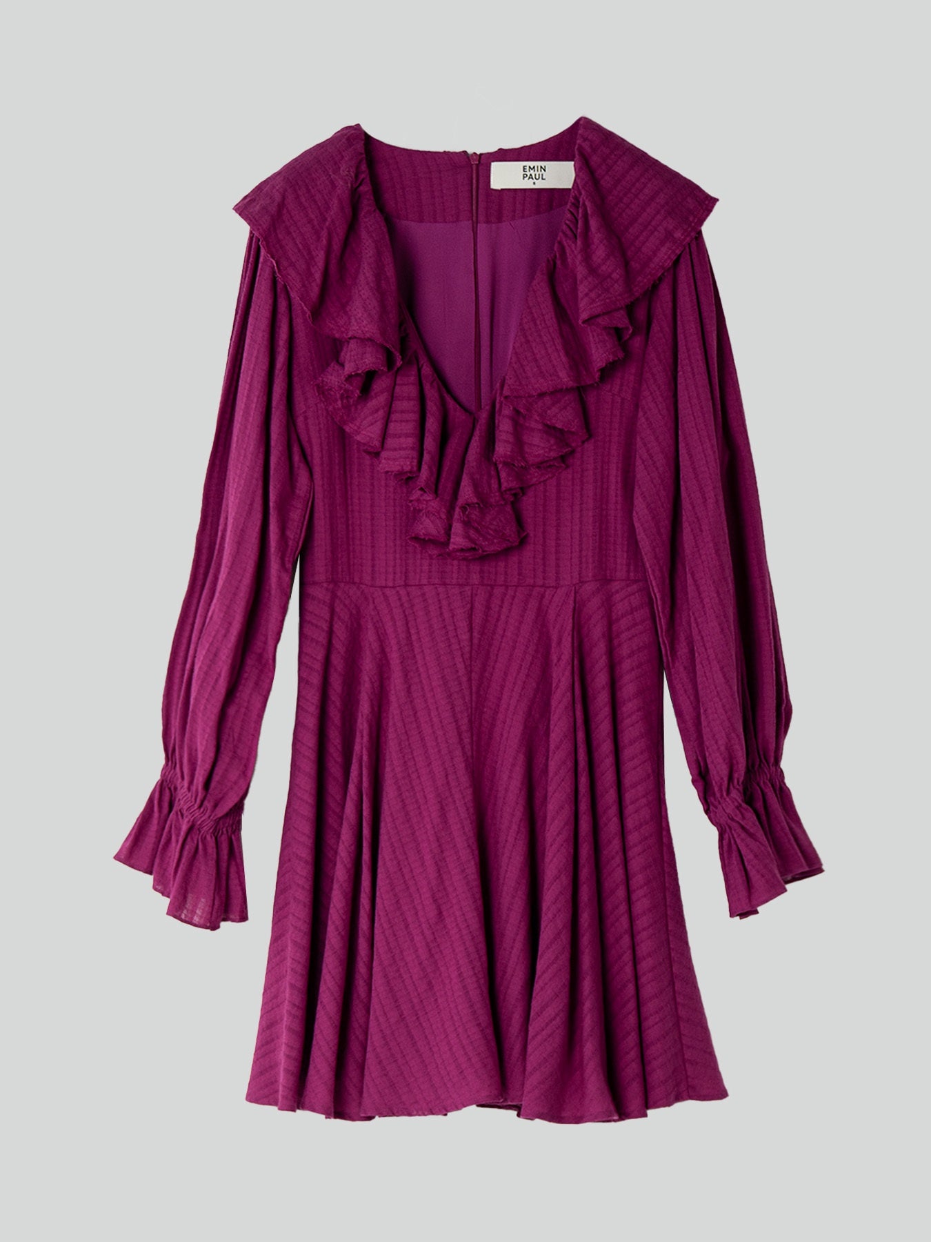 Magenta Ruffle Collar Mini Dress