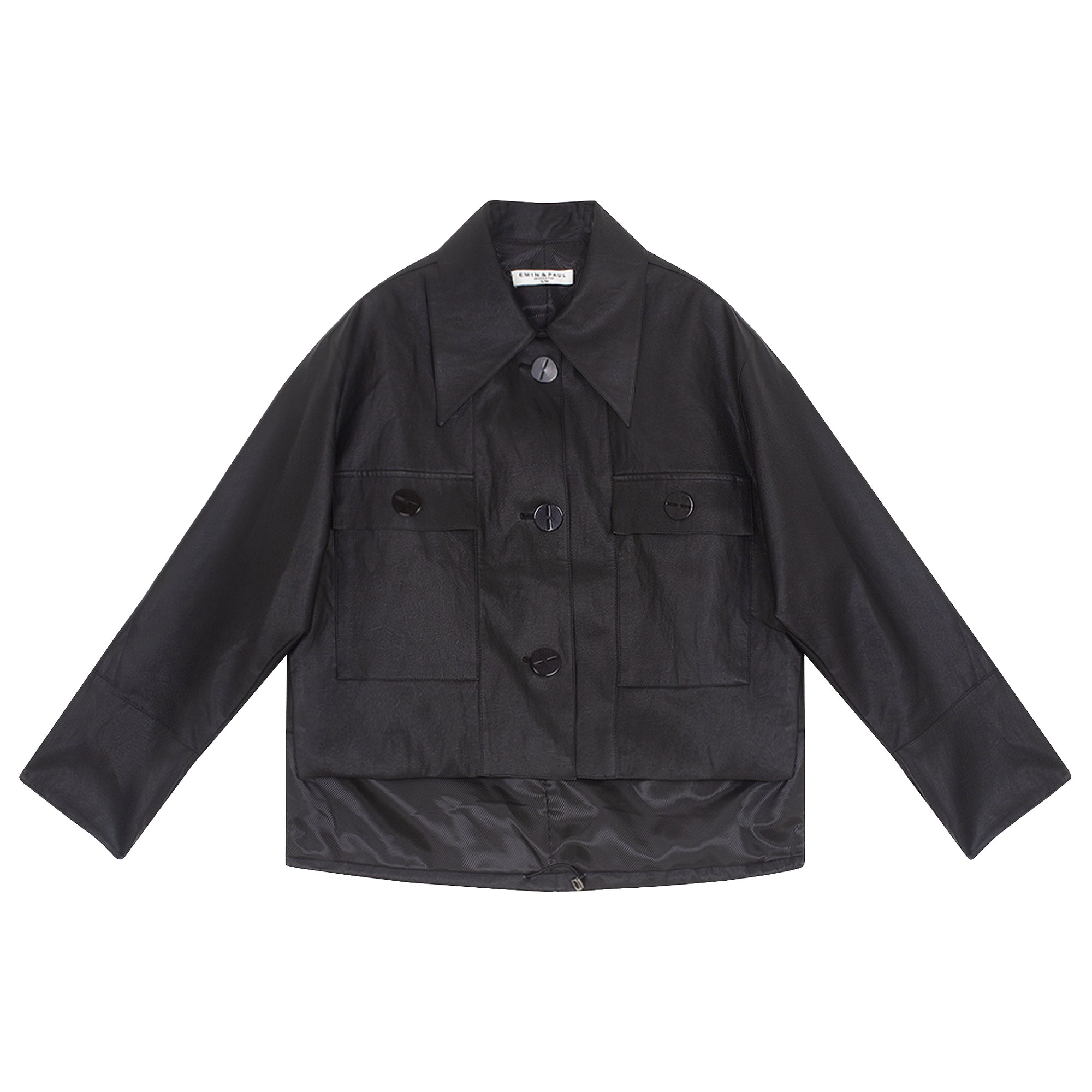 Black High-Low Vegan Leather Jacket