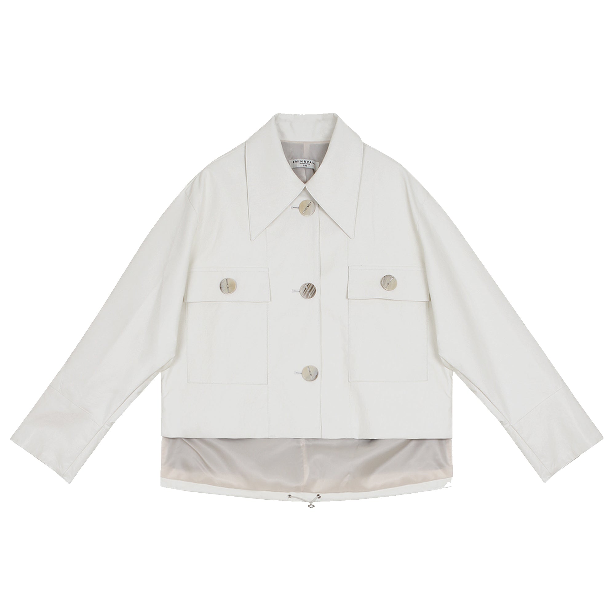 White High-Low Vegan Leather Jacket