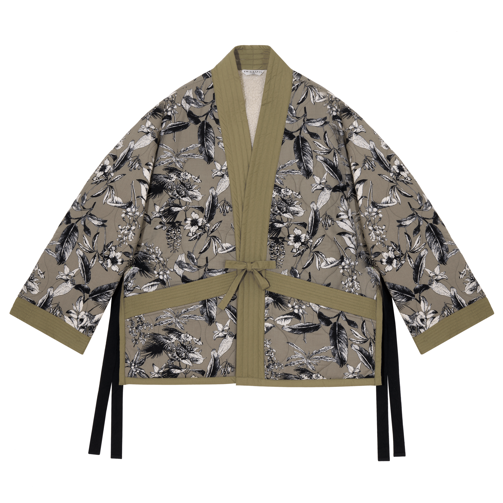Khaki Floral Kimono Jacket