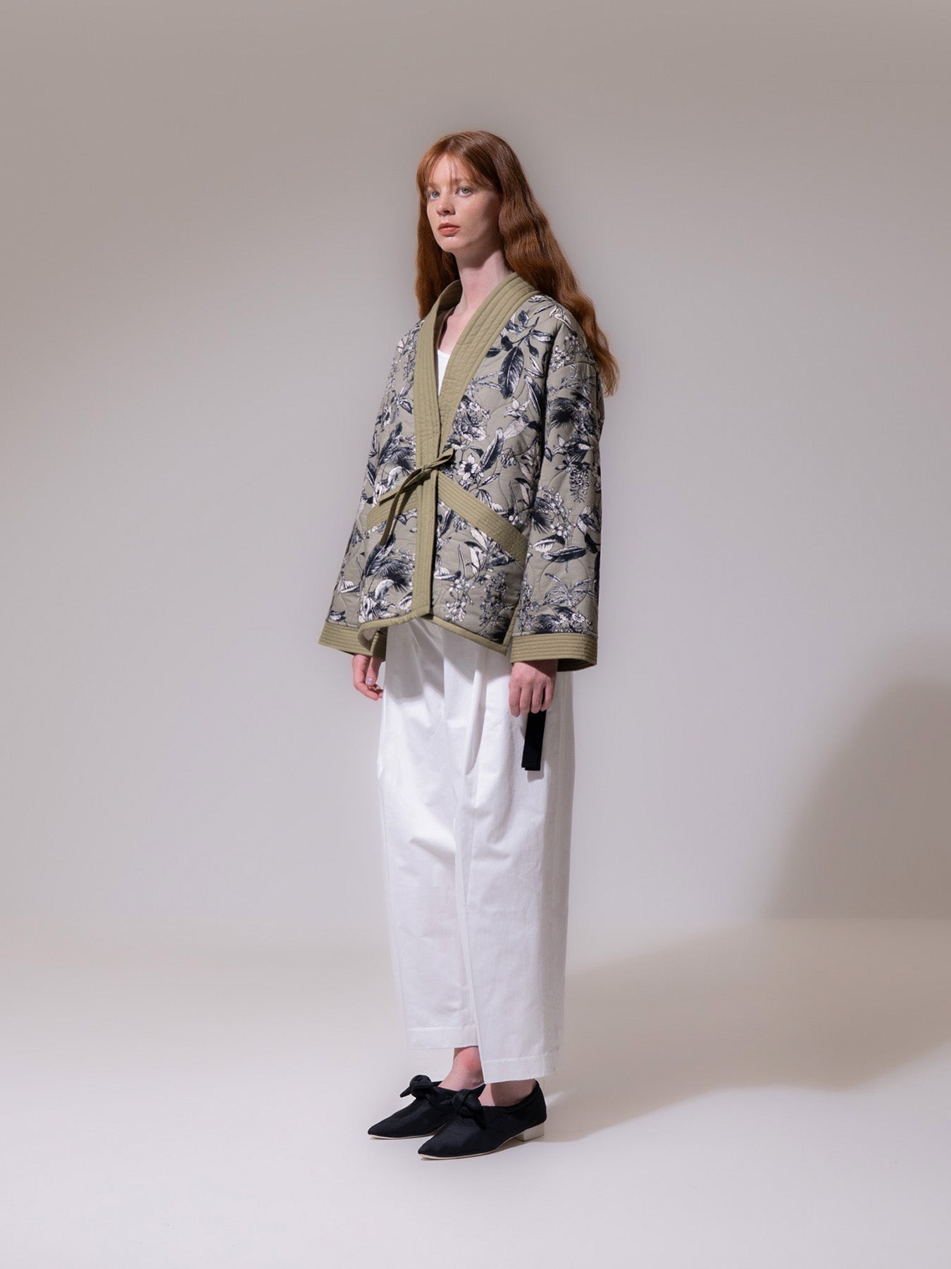 Khaki Floral Kimono Jacket