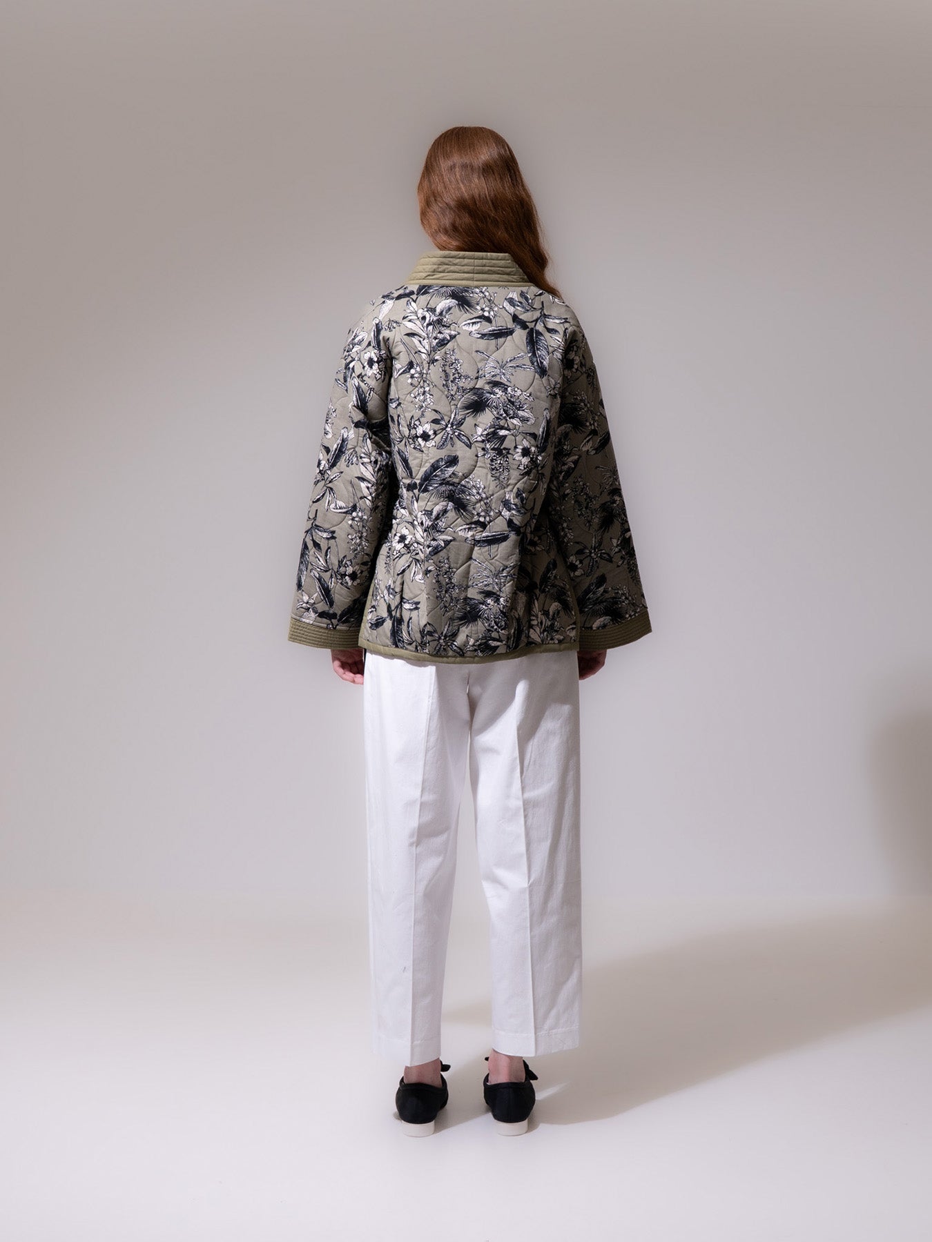 Khaki Floral Kimono Jacket