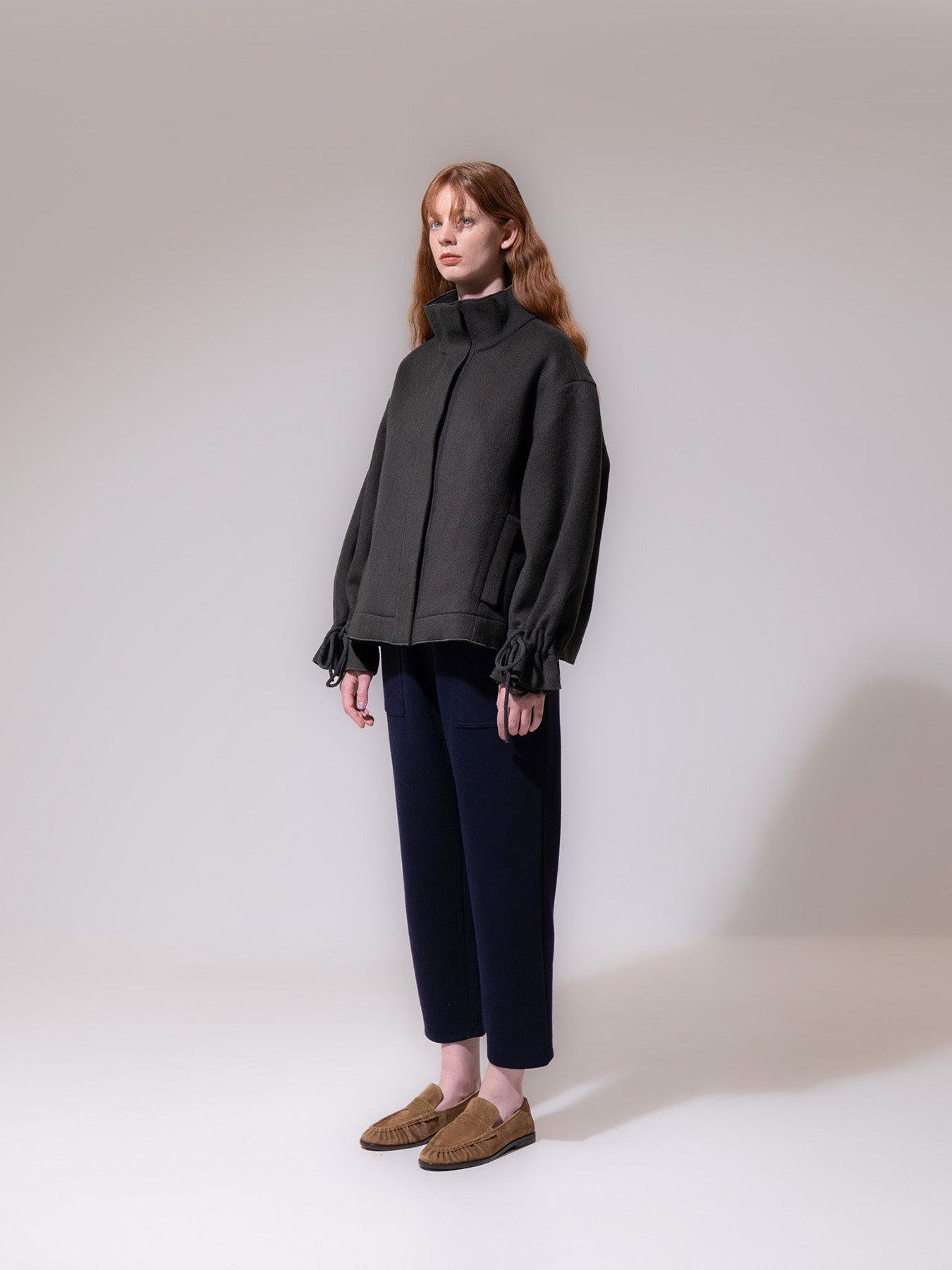Charcoal Funnel Neck Jacket