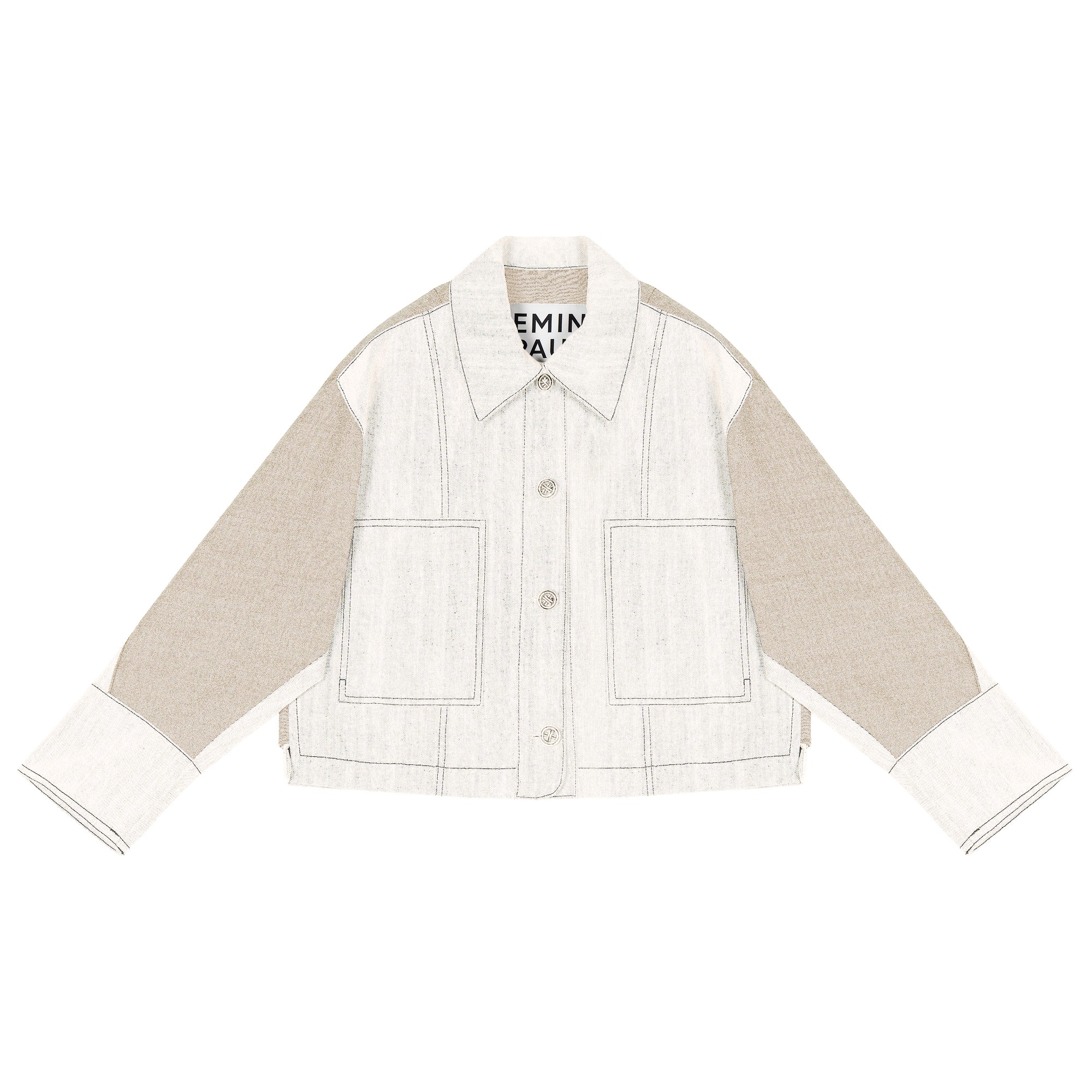Beige Contrast Denim Jacket