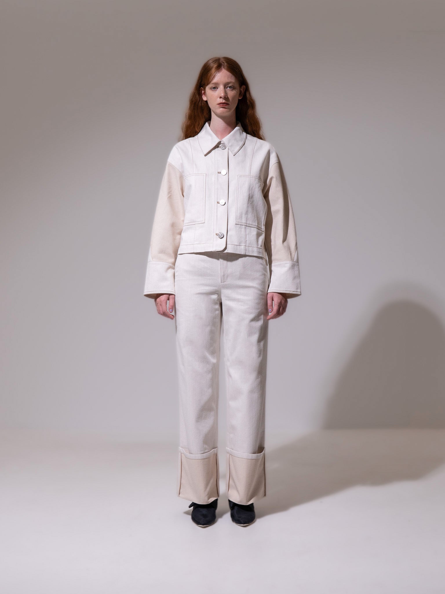 Beige Contrast Denim Jacket