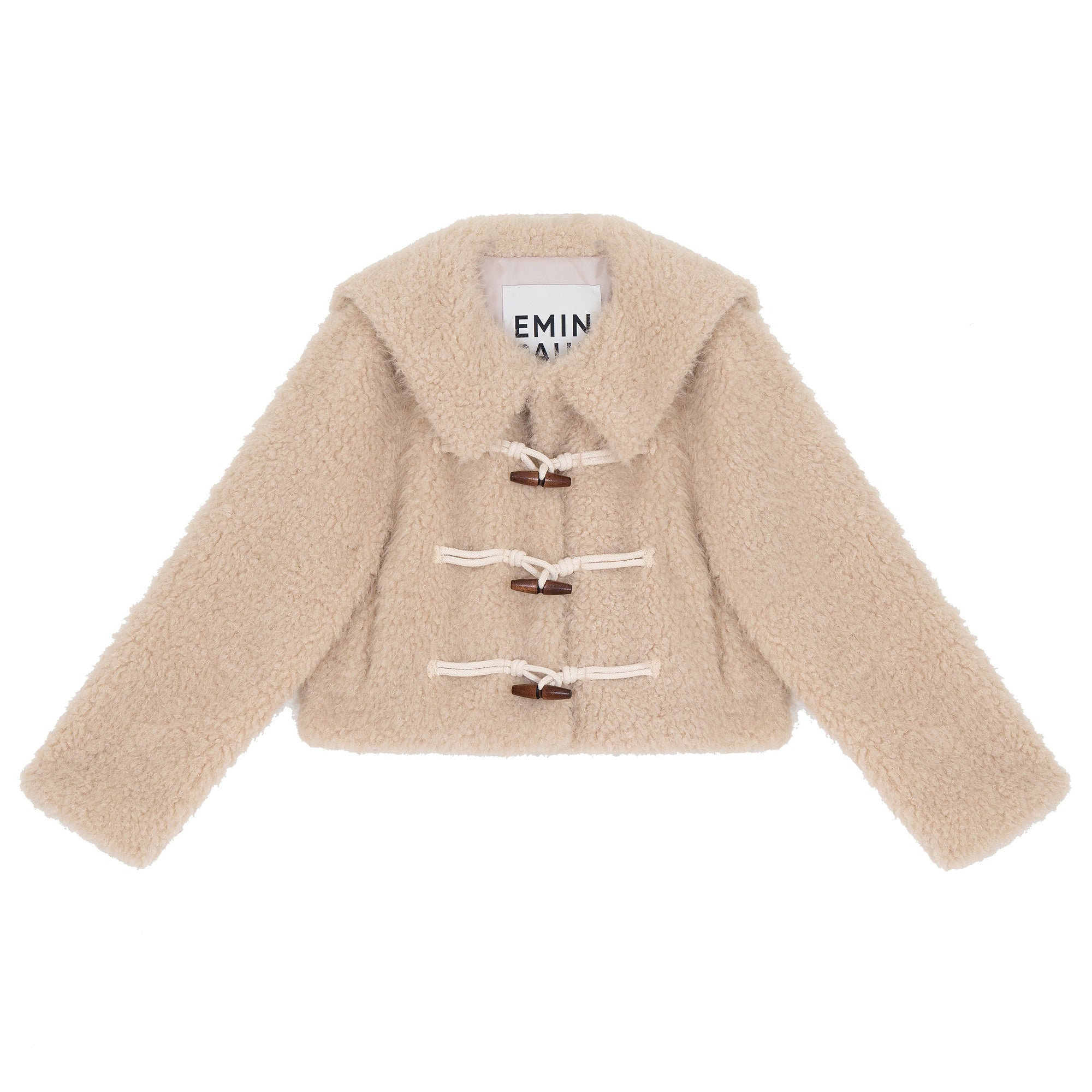 Beige Faux Shearling Toggle Jacket