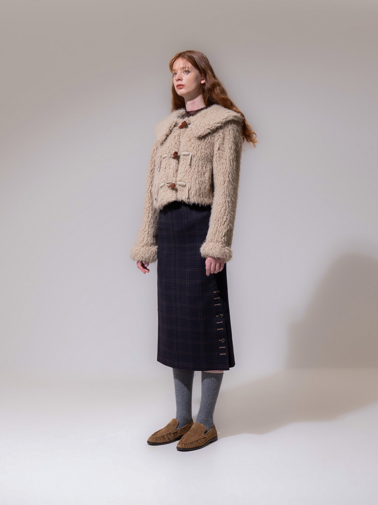 Beige Faux Shearling Toggle Jacket