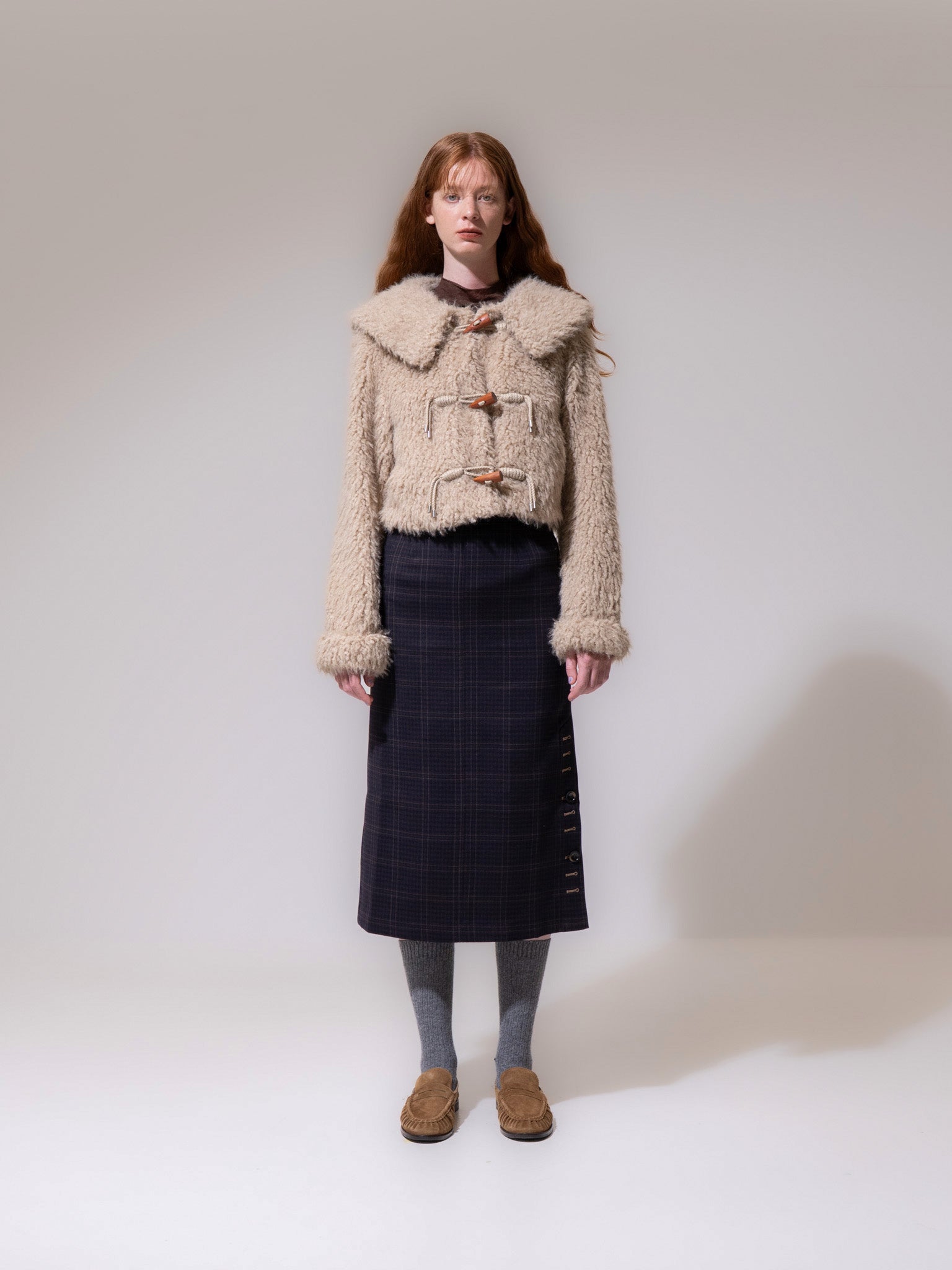 Beige Faux Shearling Toggle Jacket