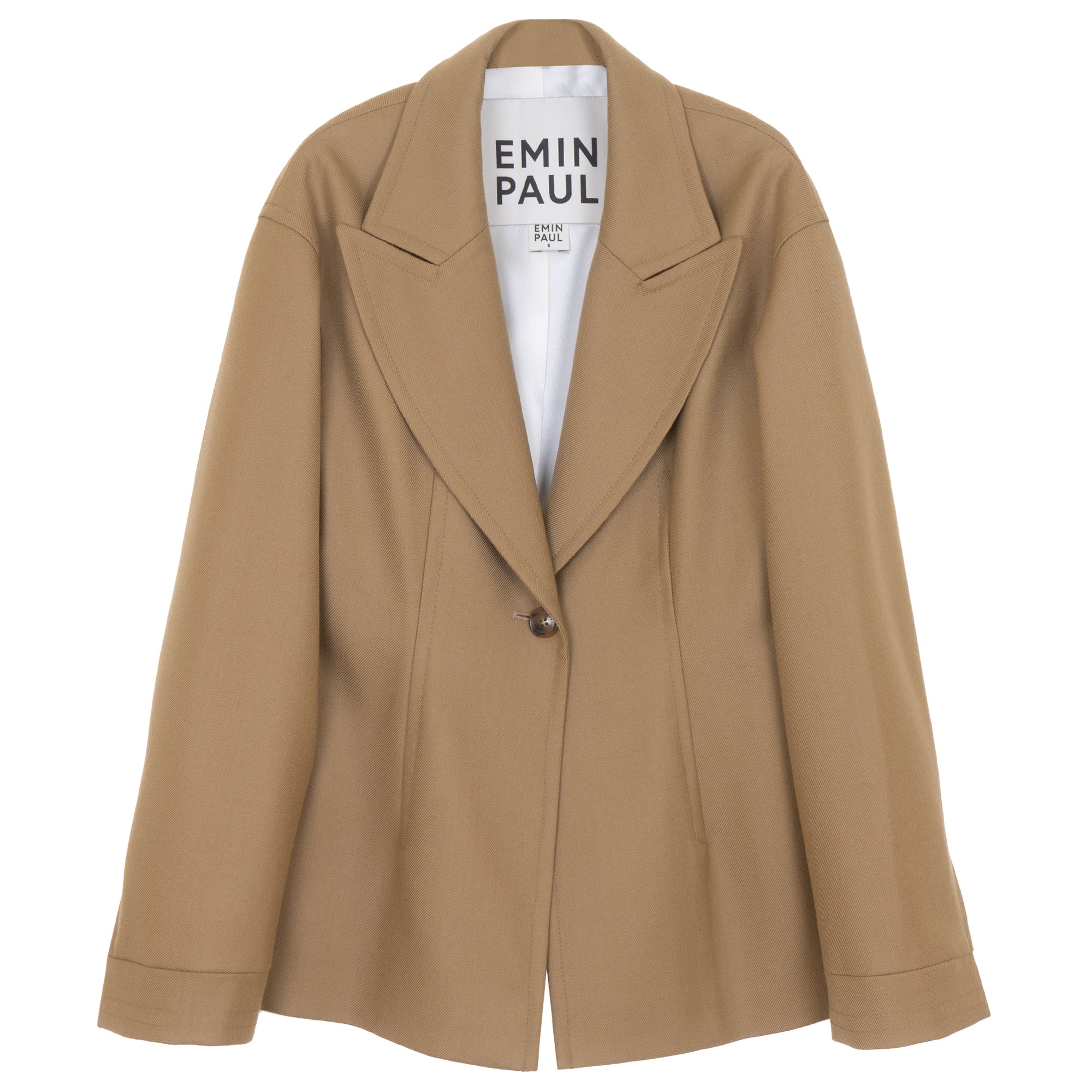 Beige Tailored Waist Blazer