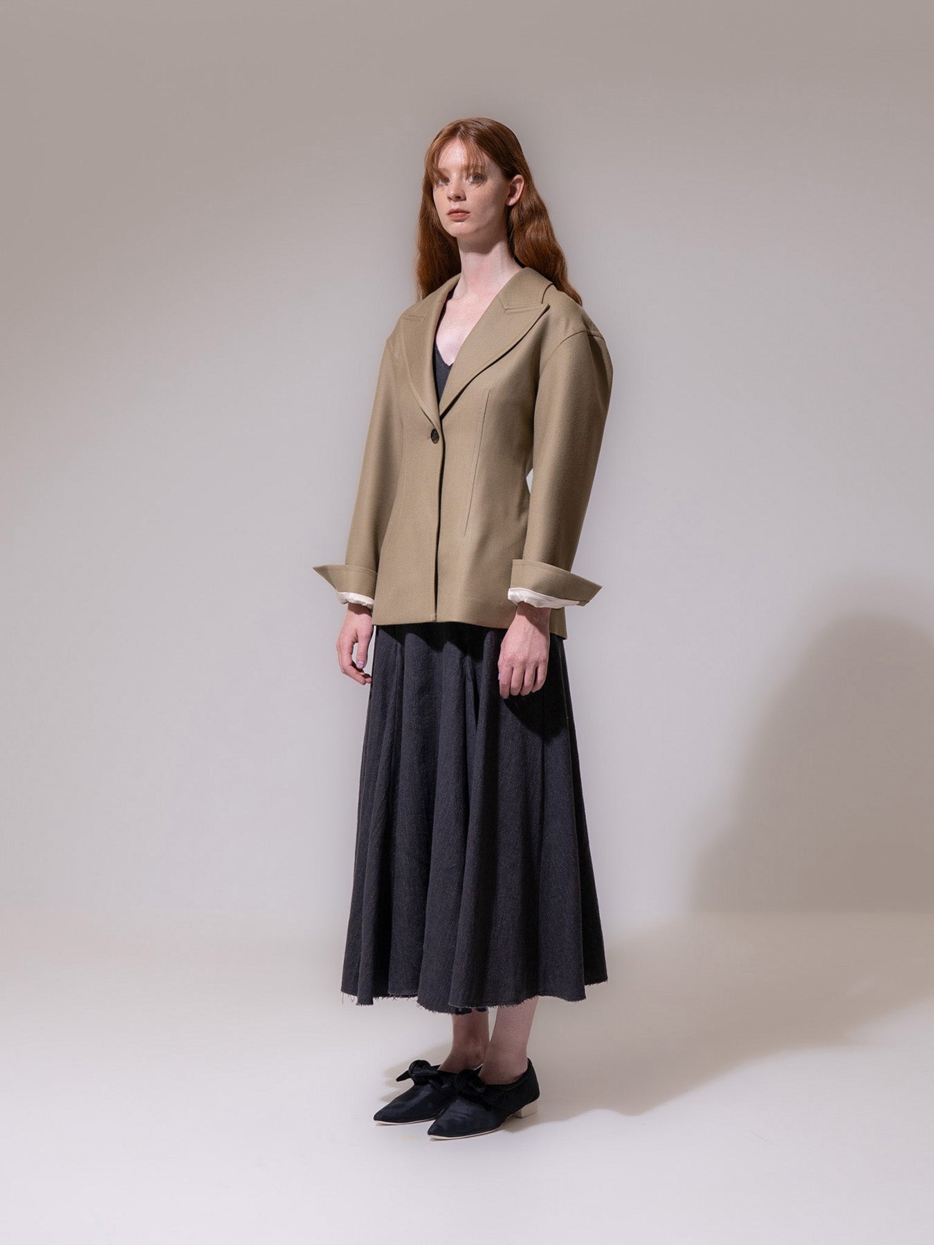 Beige Tailored Waist Blazer