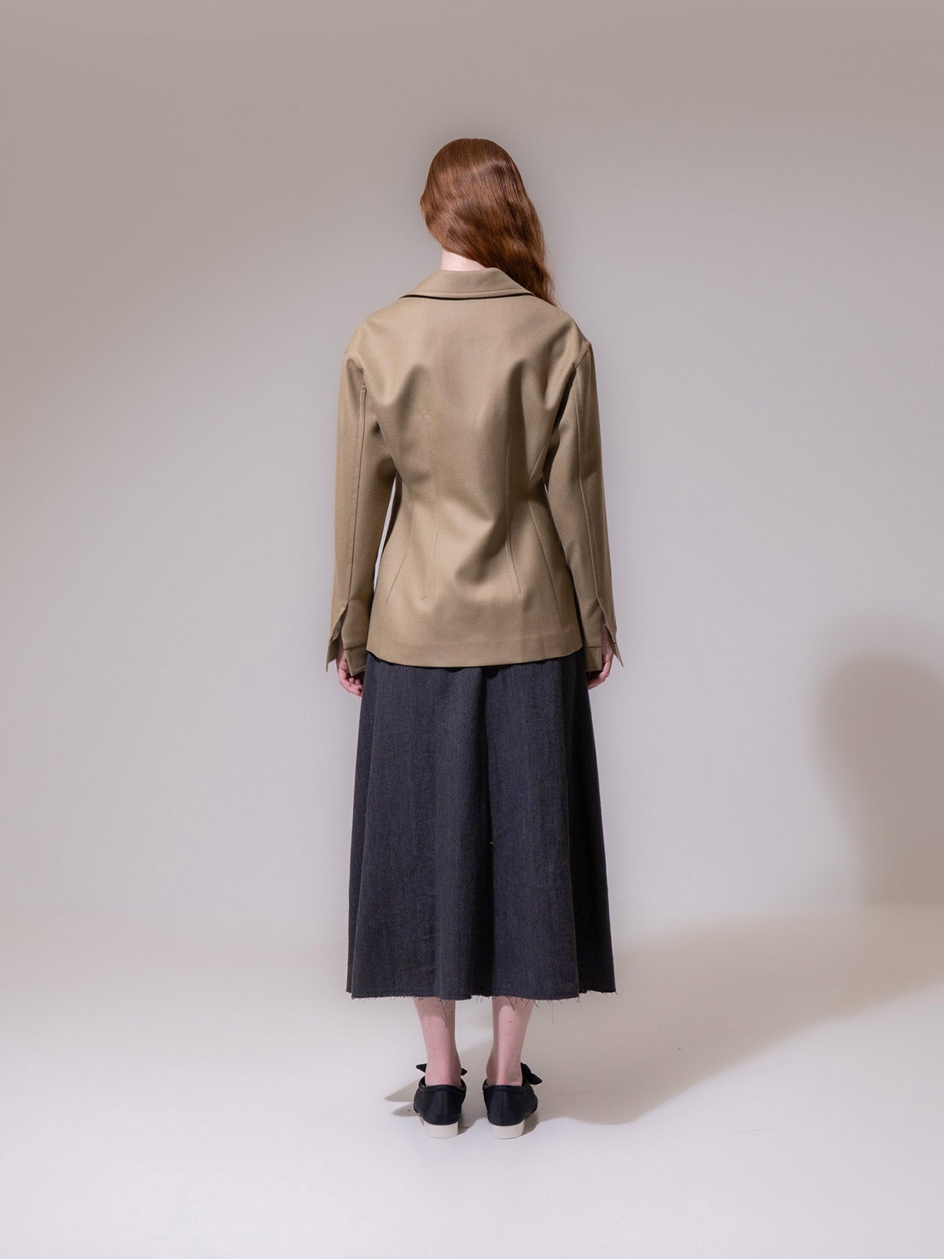 Beige Tailored Waist Blazer
