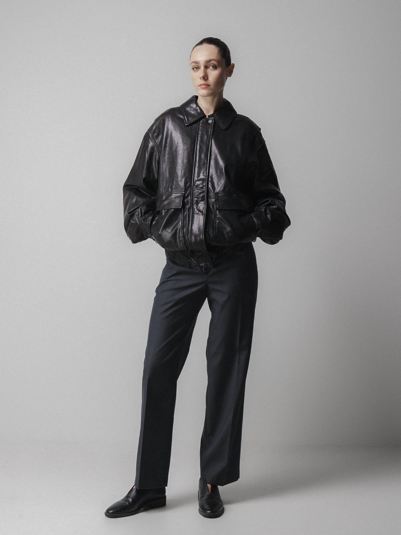 Black Oversized Leather Jacket