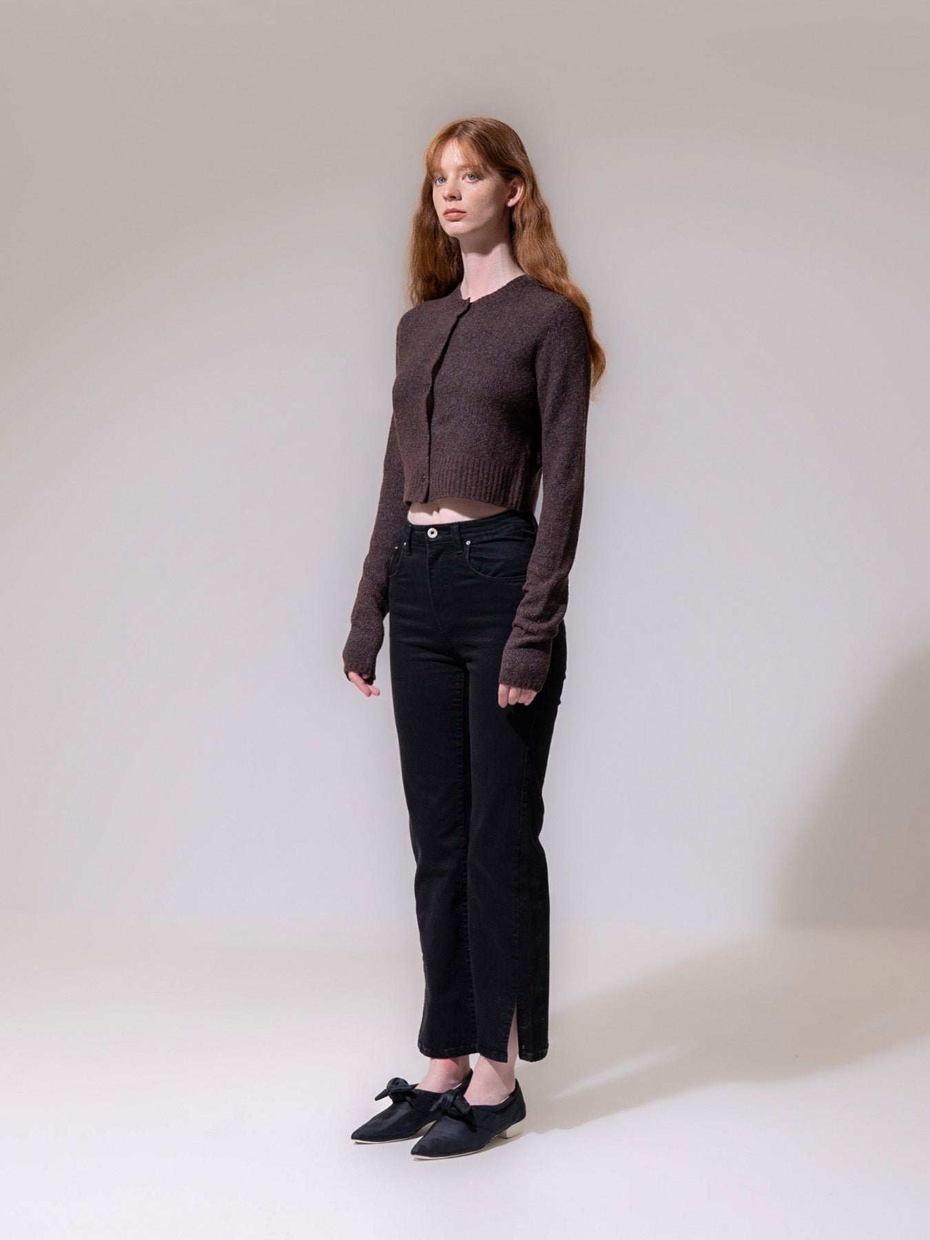 Brown Cropped Cardigan