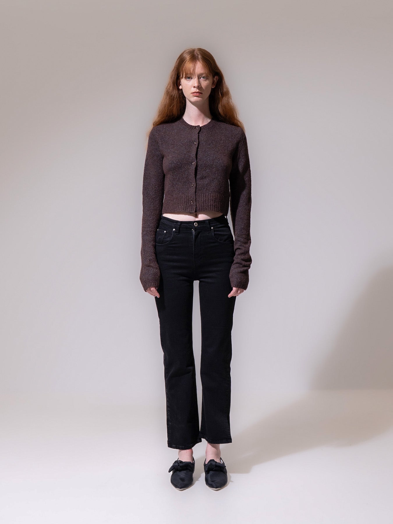Brown Cropped Cardigan