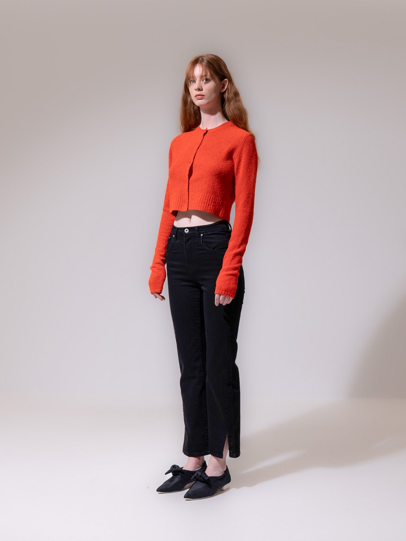 Red Cropped Cardigan