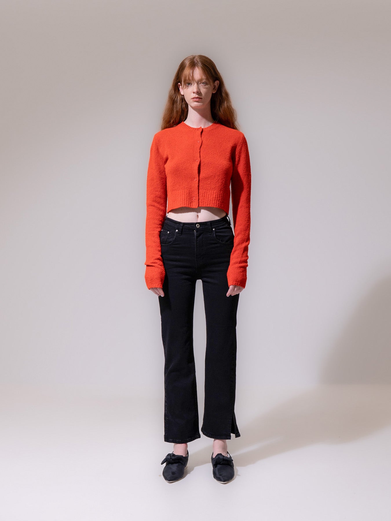 Red Cropped Cardigan