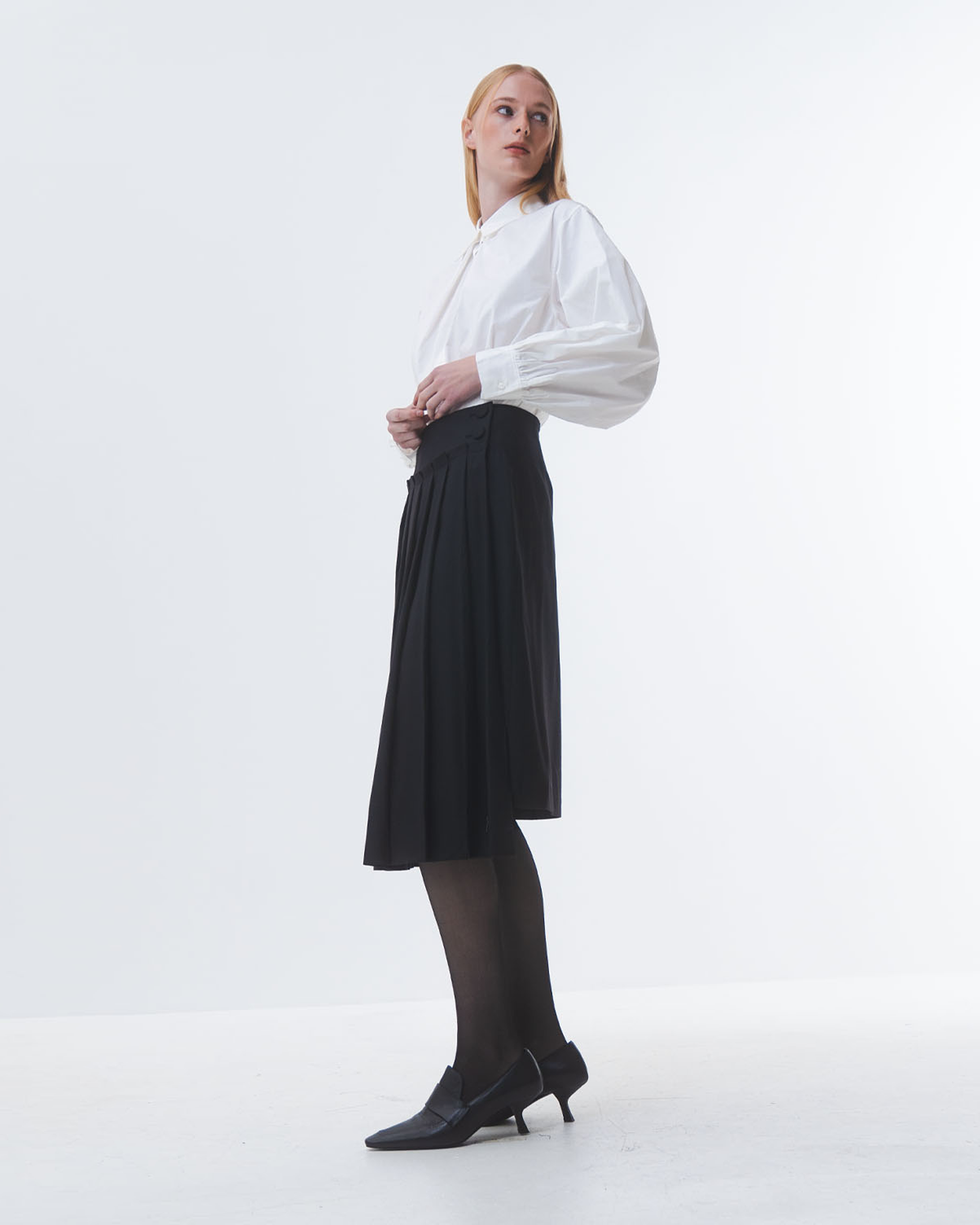 Black Front Pleated Skirt