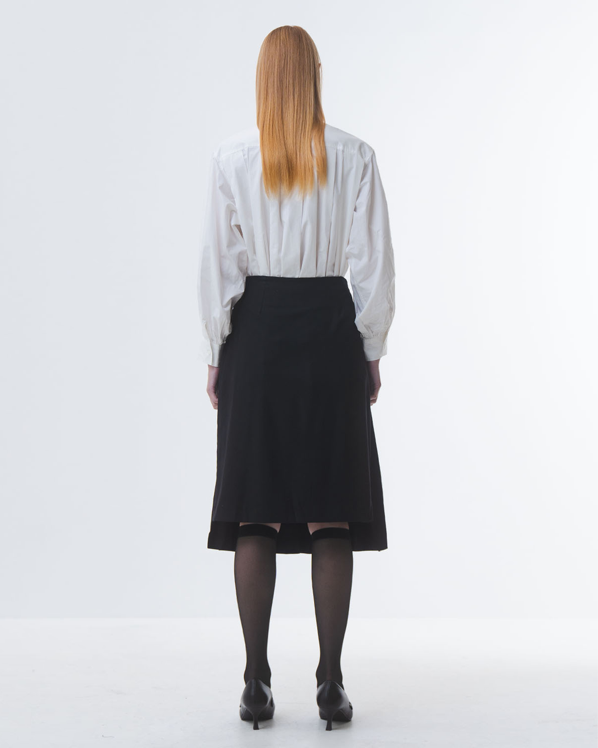 Black Front Pleated Skirt